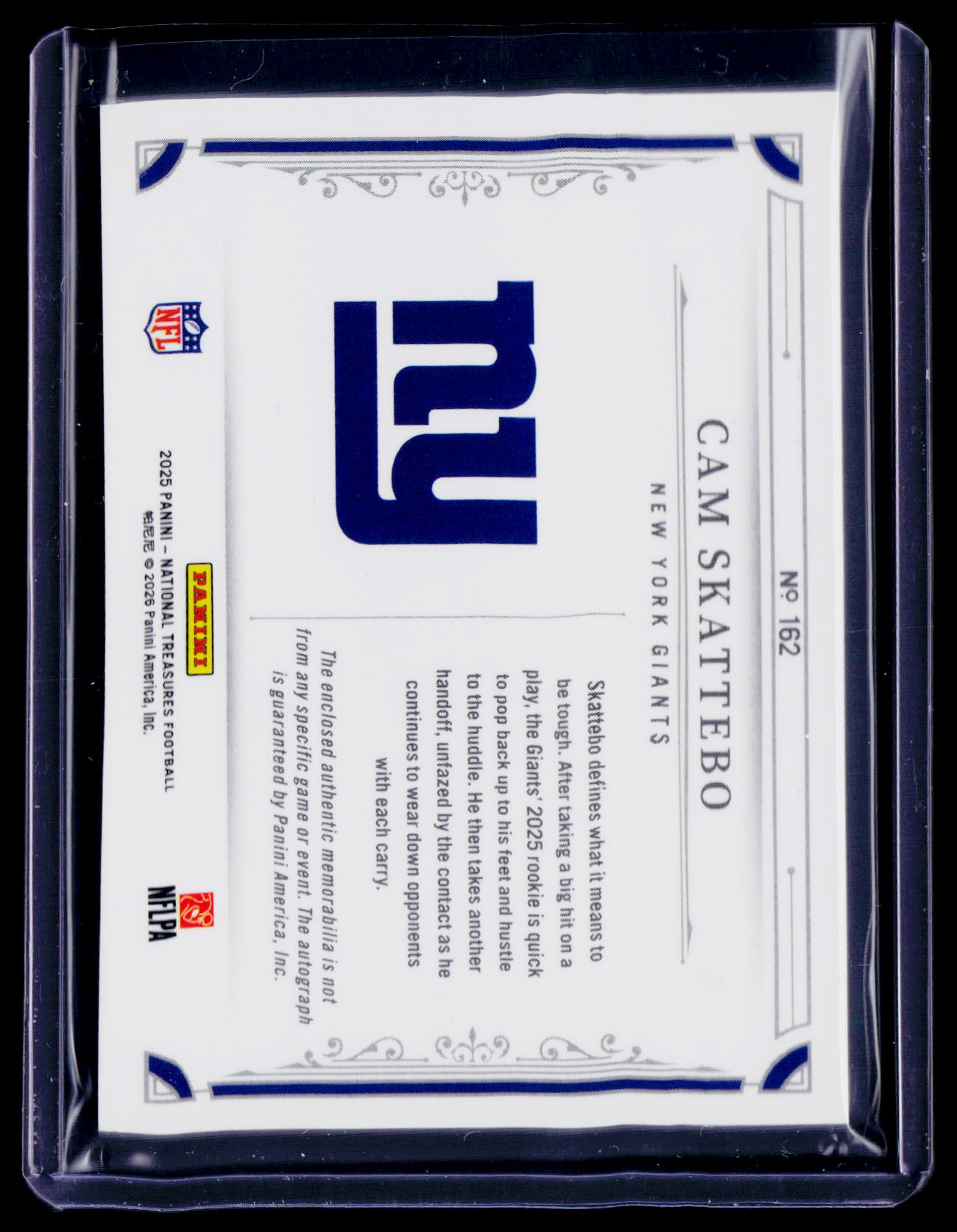 2025 National Treasures Cam Skattebo Rookie Patch Auto RPA 37/49 RC