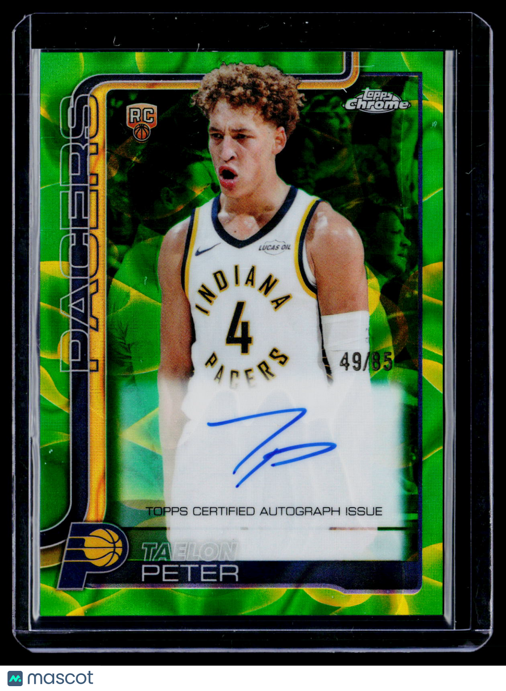 2025 Topps Chrome Update Taelon Peter Rookie Green Yellow Lava Lamp Auto 49/85 RC