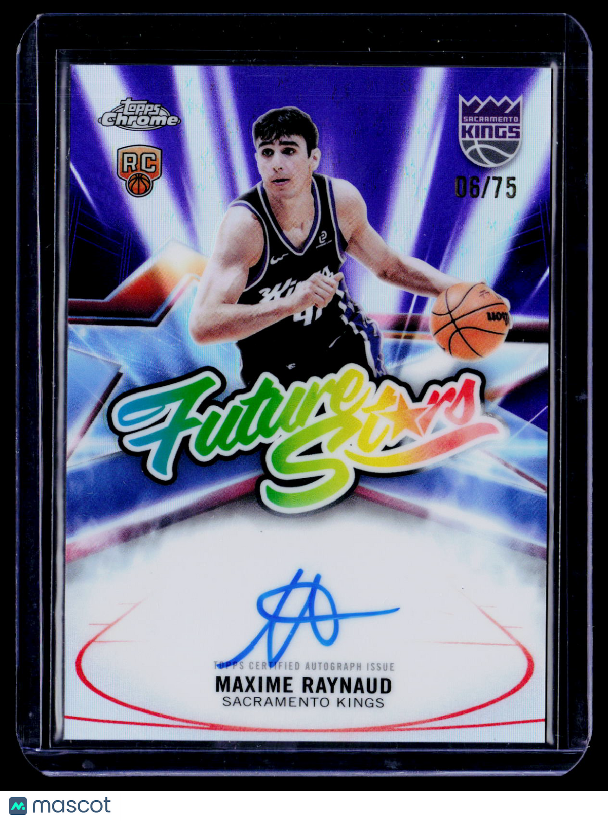 2025 Topps Chrome Update Maxime Raynaud Rookie Purple Future Stars Auto 6/75 RC