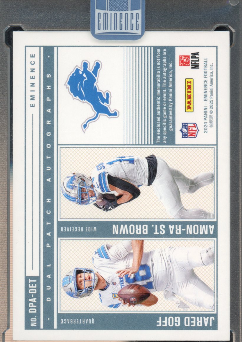 2024 Panini Eminence Jared Goff / Amon-Ra St. Brown Dual Patch Auto 6/10