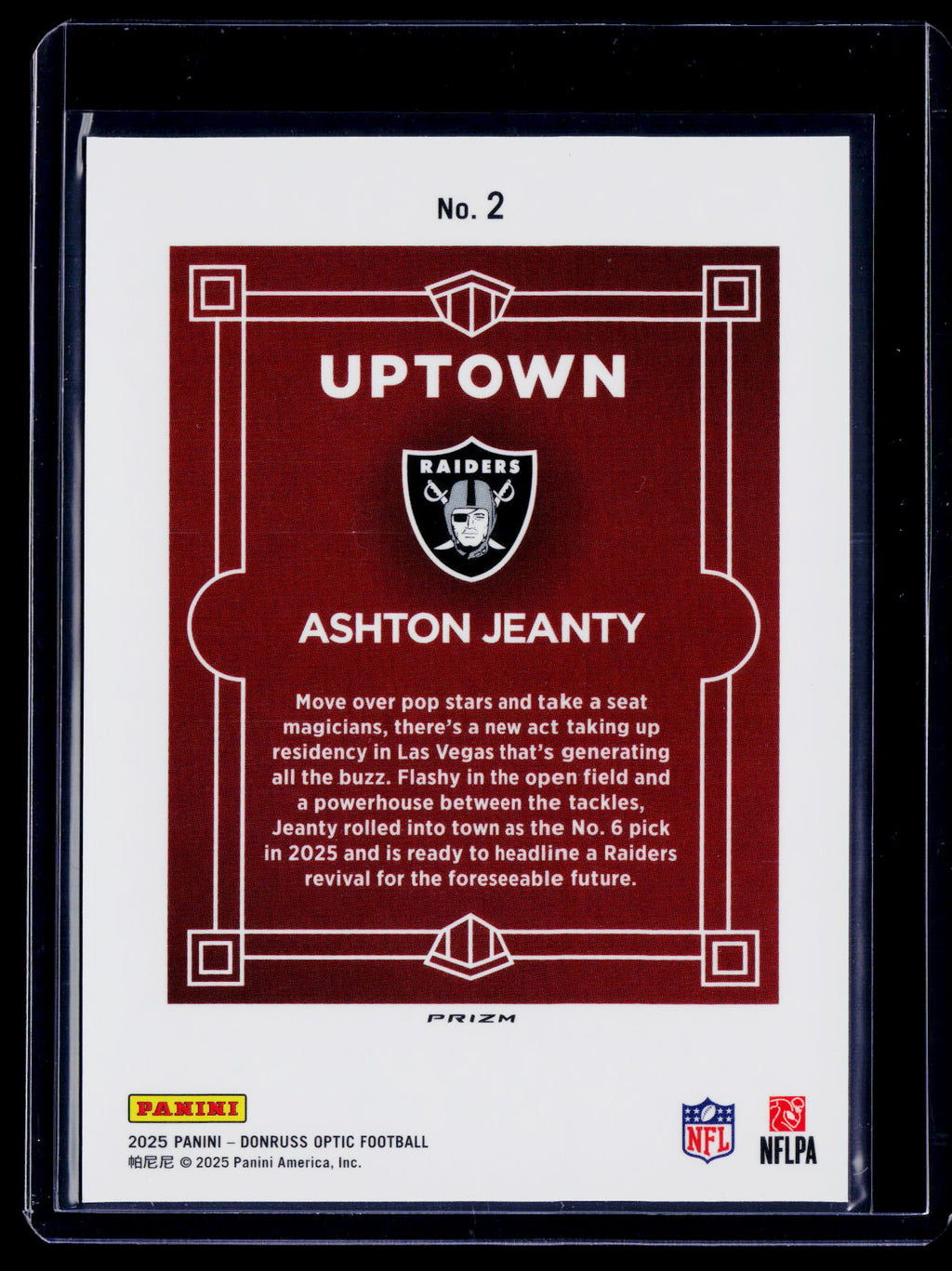 2025 Donruss Optic Ashton Jeanty Rookie Uptown RC