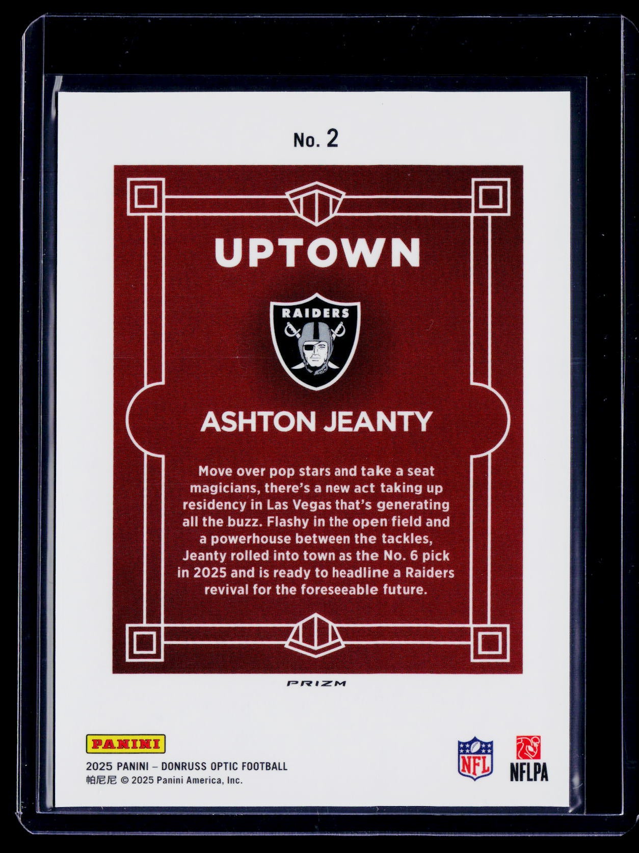2025 Donruss Optic Ashton Jeanty Rookie Uptown RC