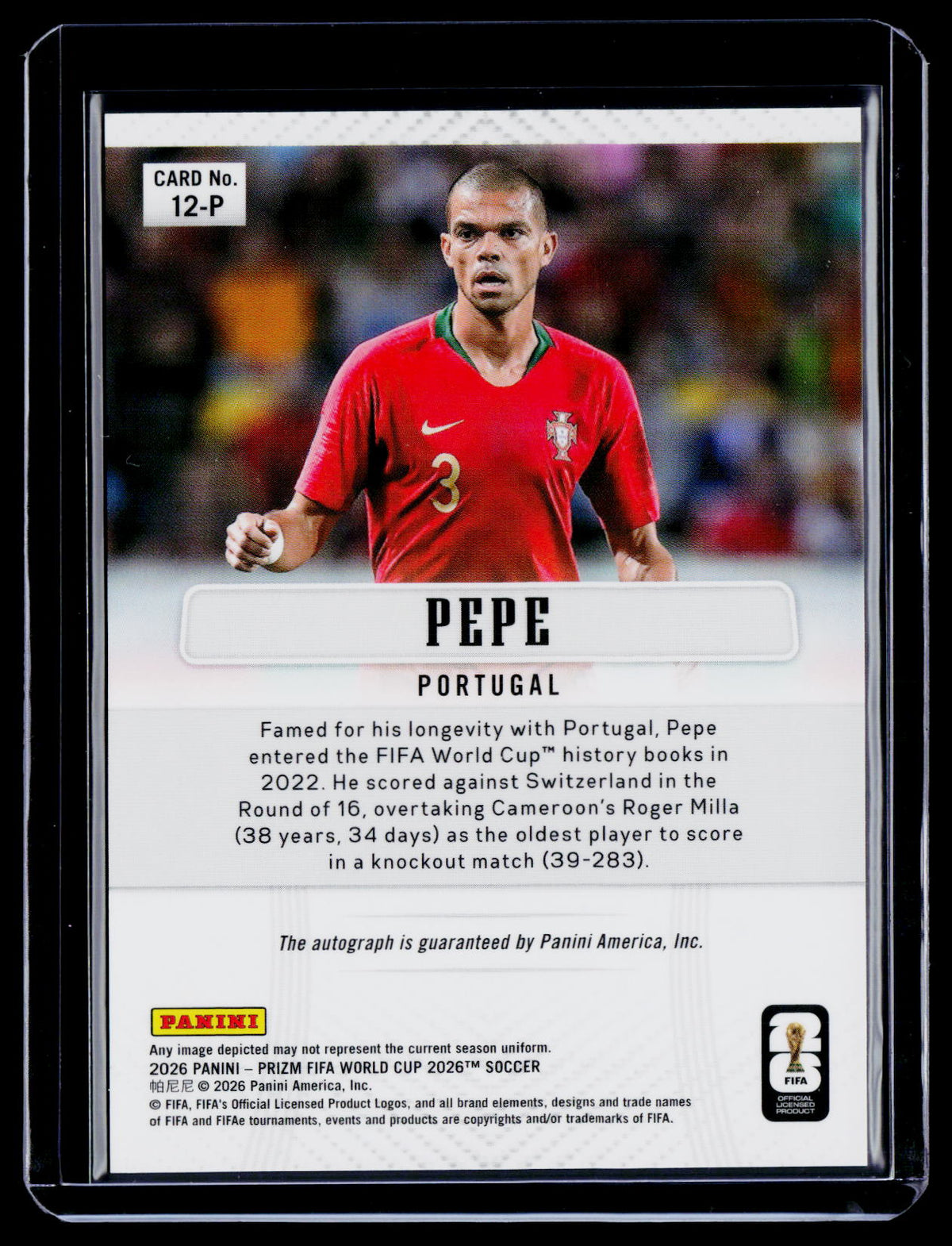 2026 Prizm World Cup Pepe Throwback Auto
