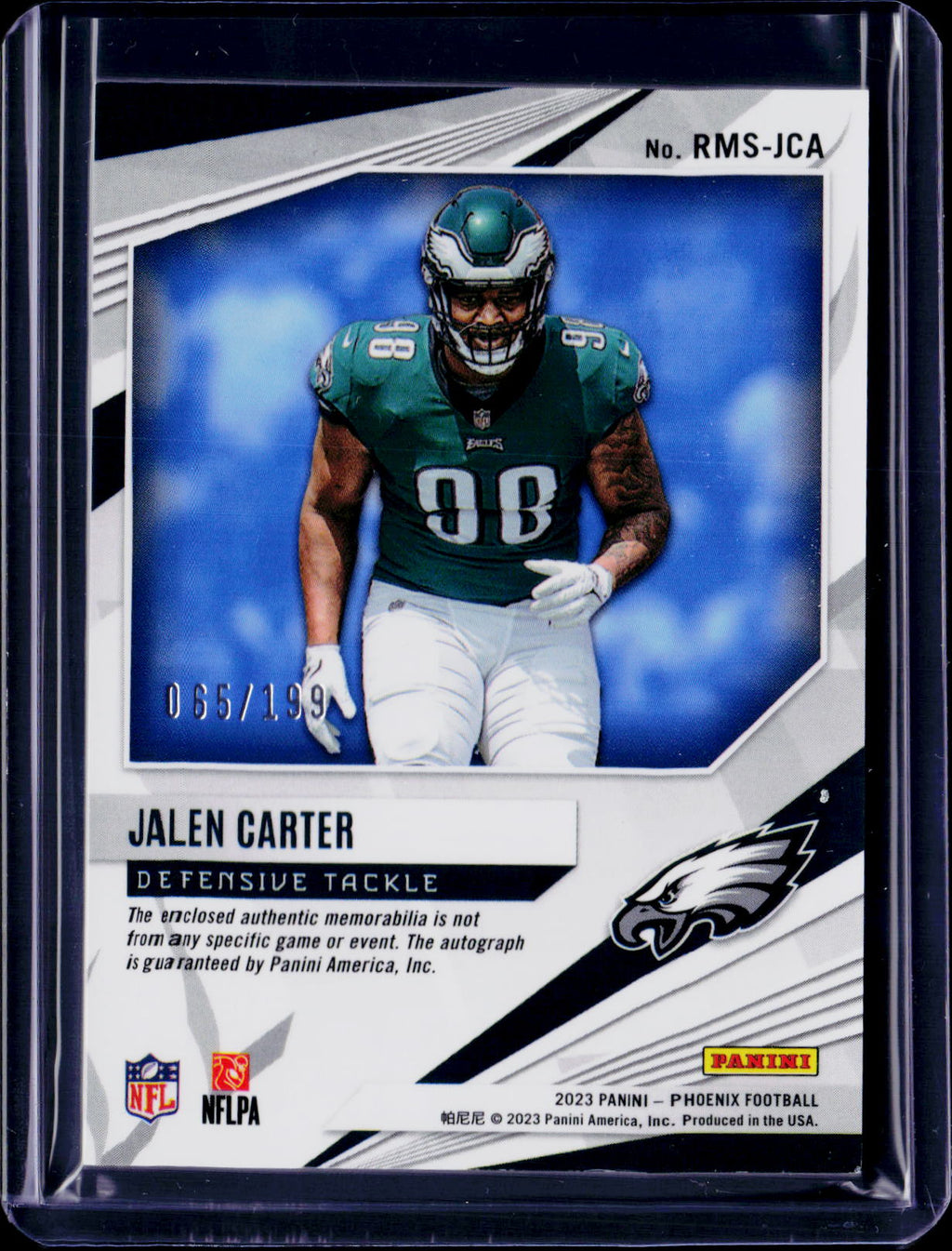 2023 Phoenix Jalen Carter Rising Rookie Patch Auto /199