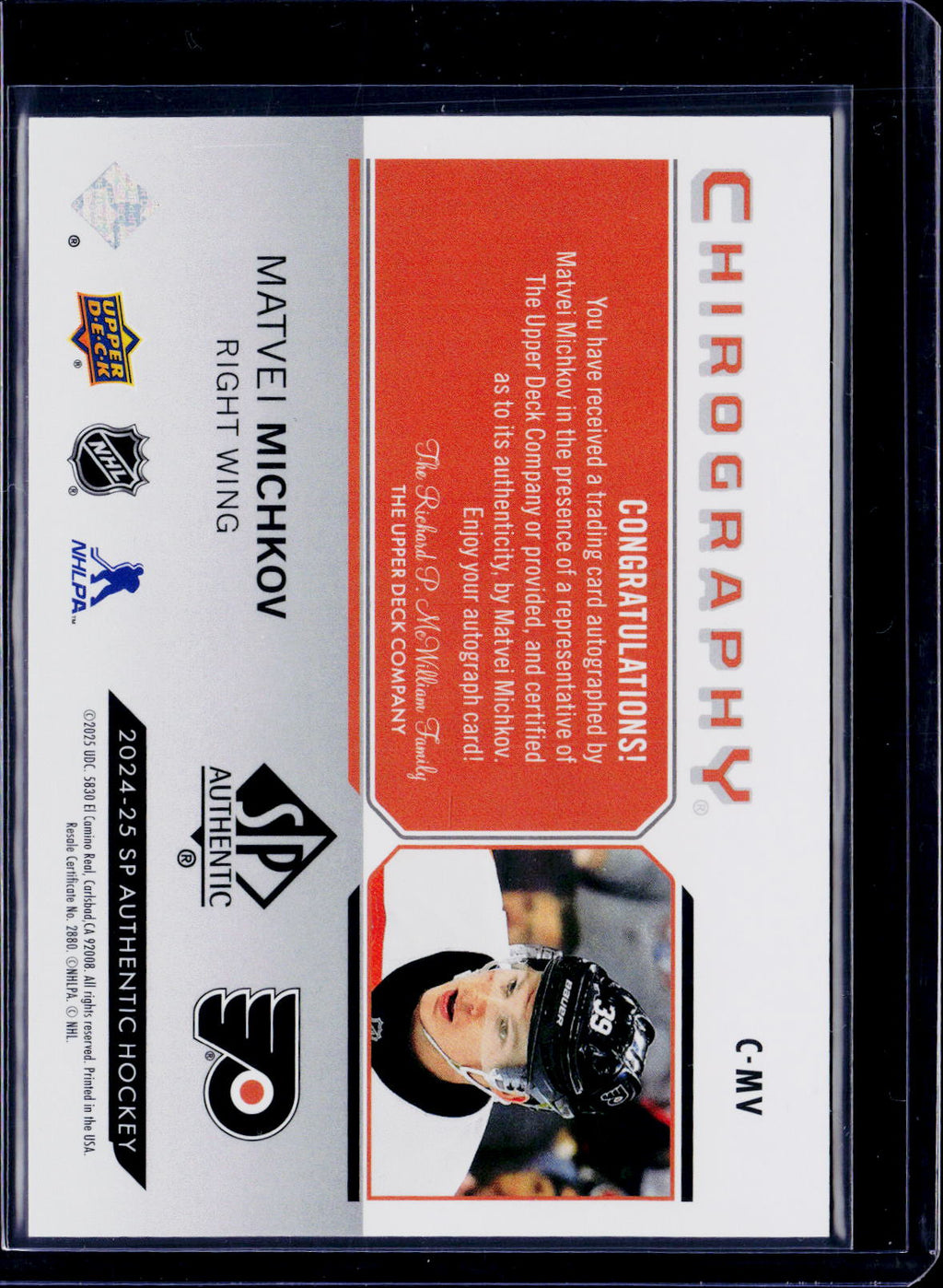 2024 SP Authentic Matvei Michkov Chirography Auto