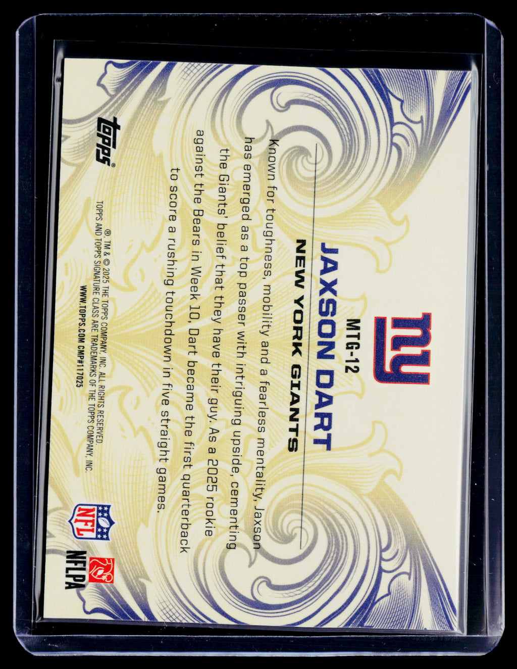 2025 Topps Signature Class Jaxson Dart Rookie Monarchs of the Game SSP RC