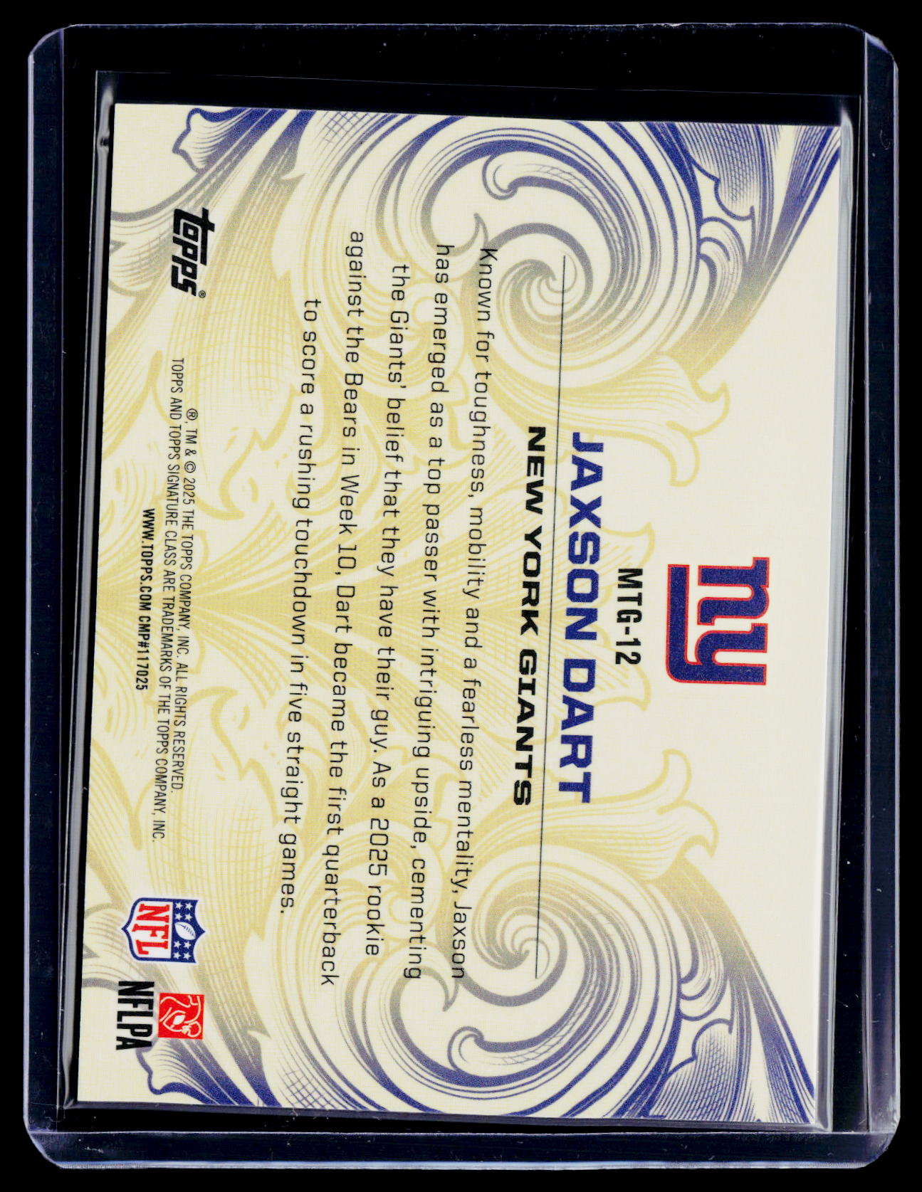 2025 Topps Signature Class Jaxson Dart Rookie Monarchs of the Game SSP RC