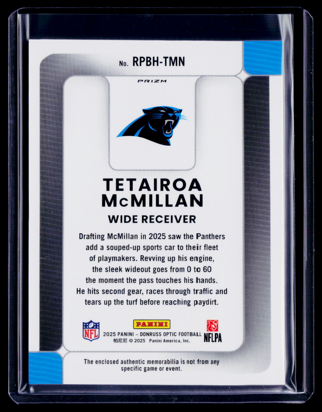 2025 Donruss Optic Tetairoa McMillan Rookie Phenom Blue Pulsar Patch