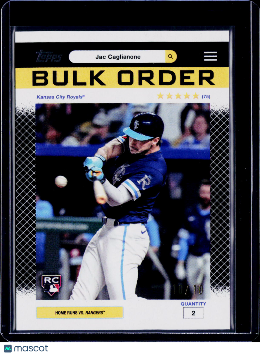 2026 Topps Flagship Jac Caglianone Bulk Order Black 10/10 RC