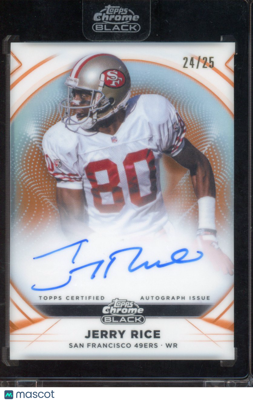 2025 Topps Chrome Black Jerry Rice Ivory Auto Orange /25