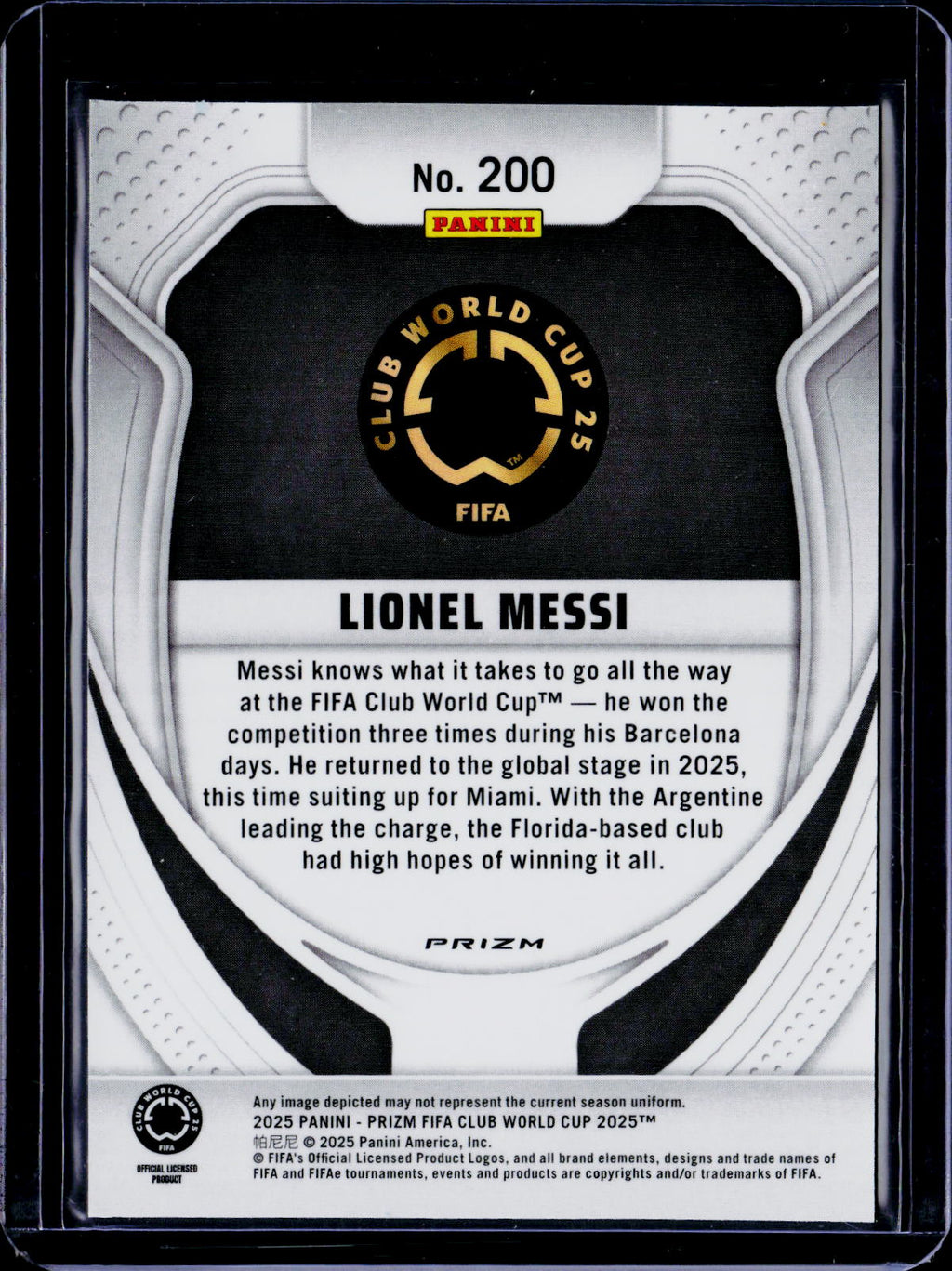 2025 Prizm FIFA World Cup Lionel Messi Glitter