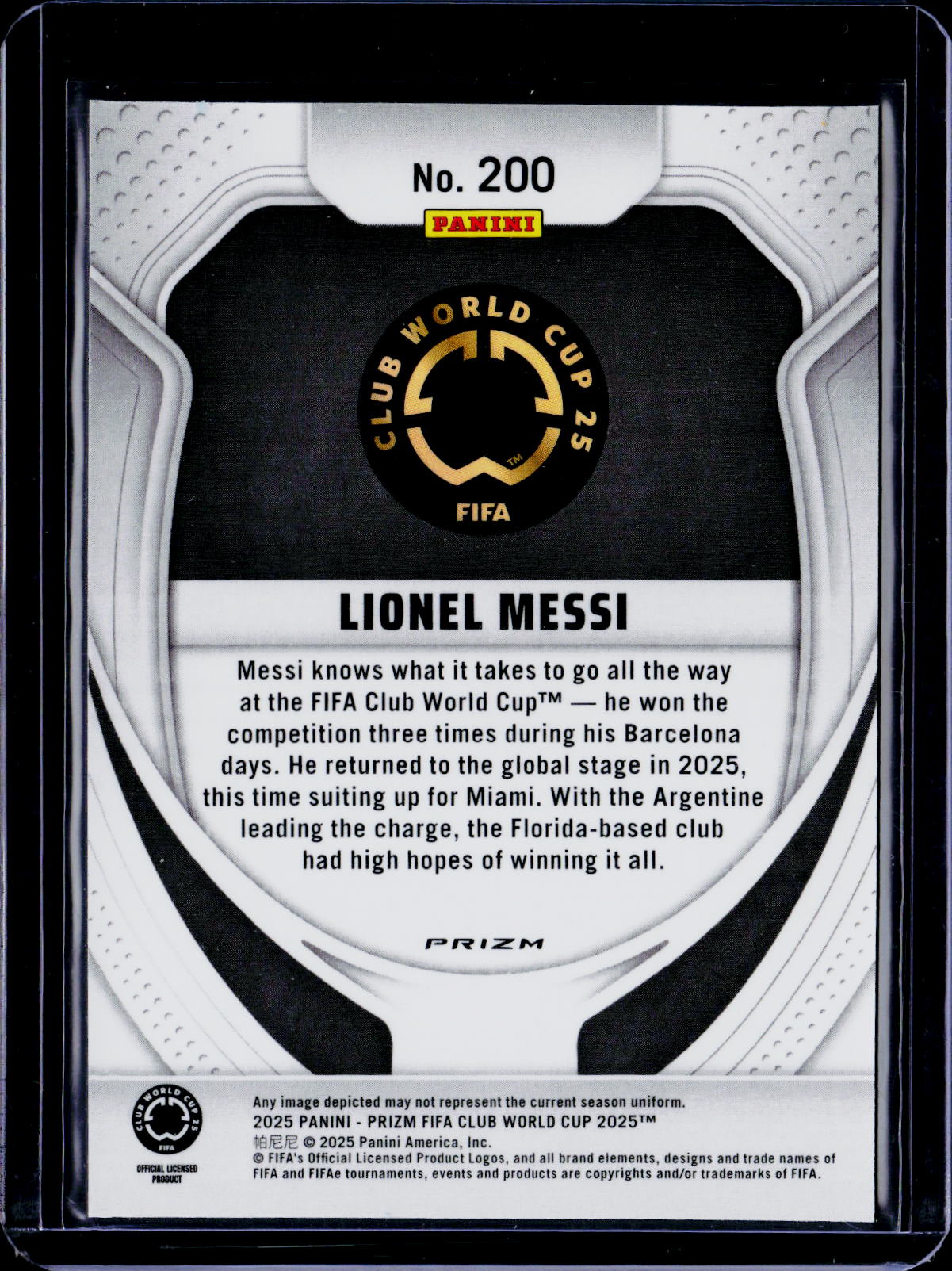2025 Prizm FIFA World Cup Lionel Messi Glitter