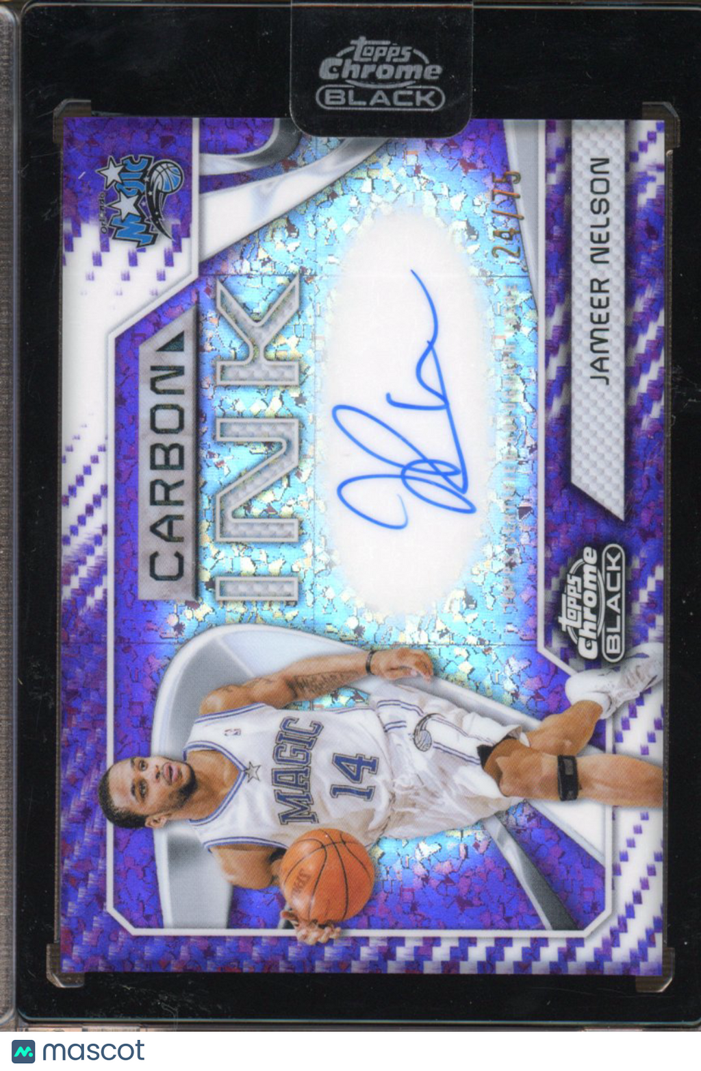2025 Topps Chrome Black Jameer Nelson Purple Mini Diamond Carbon Ink Auto 24/75