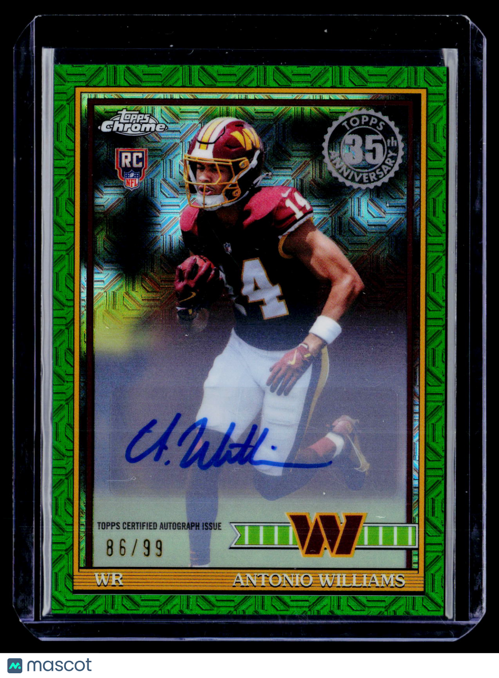 2025 Topps Flagship Antonio Williams Rookie Green Silver Pack Auto 86/99 RC