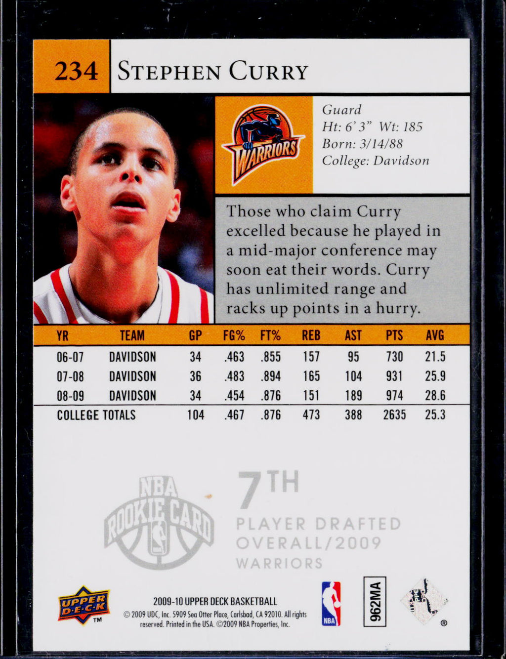 2009-10 Upper Deck Stephen Curry Star Rookies