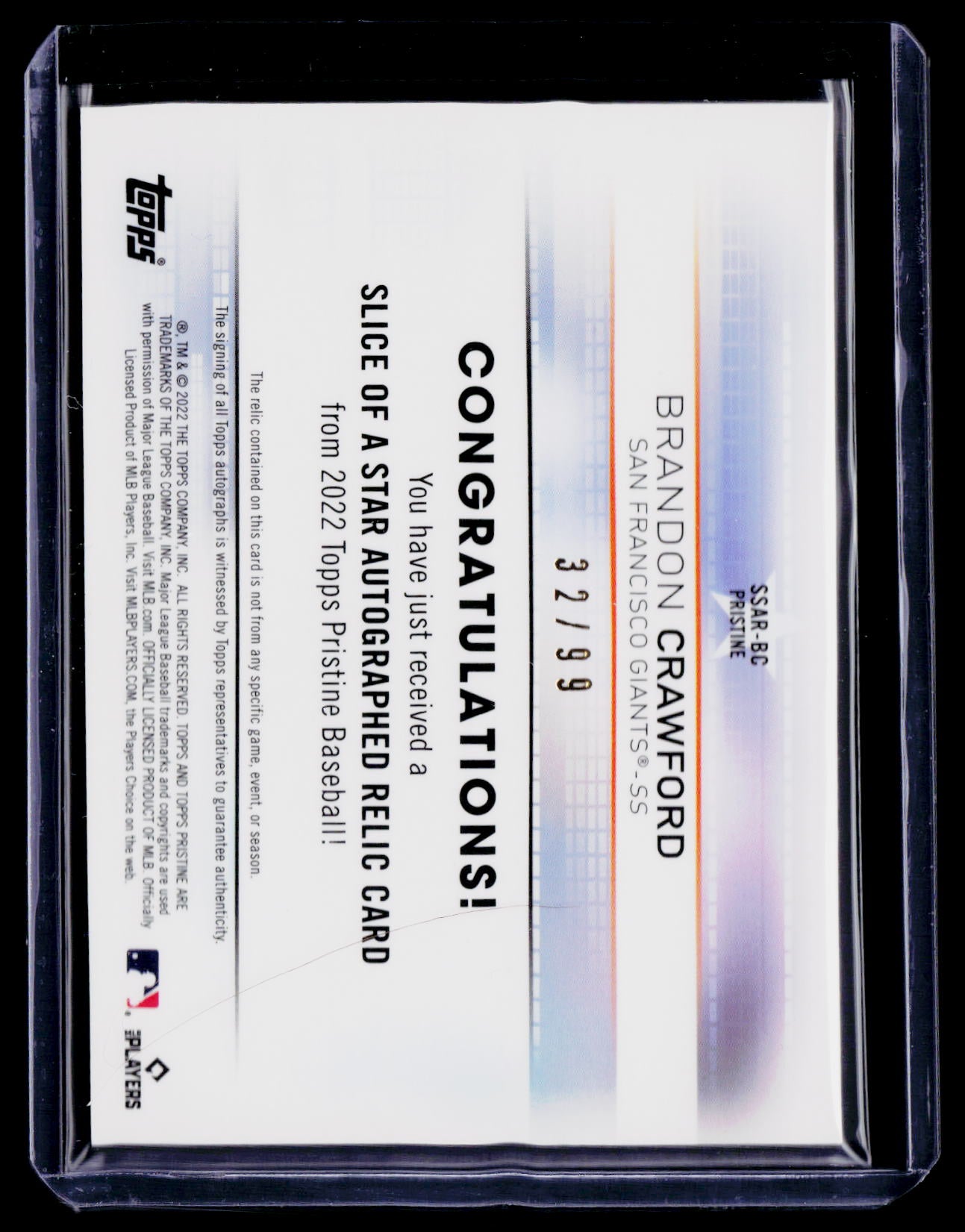 2022 Pristine Brandon Crawford Patch Auto 32/99