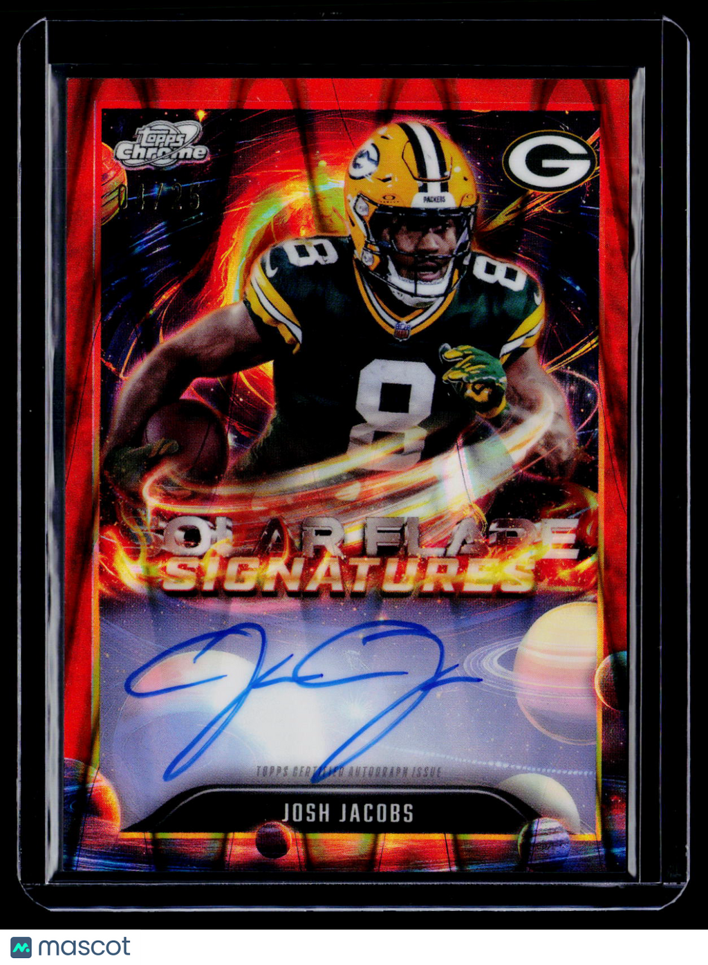 2025 Topps Chrome Cosmic Josh Jacobs Orange Solar Flare Auto 4/25