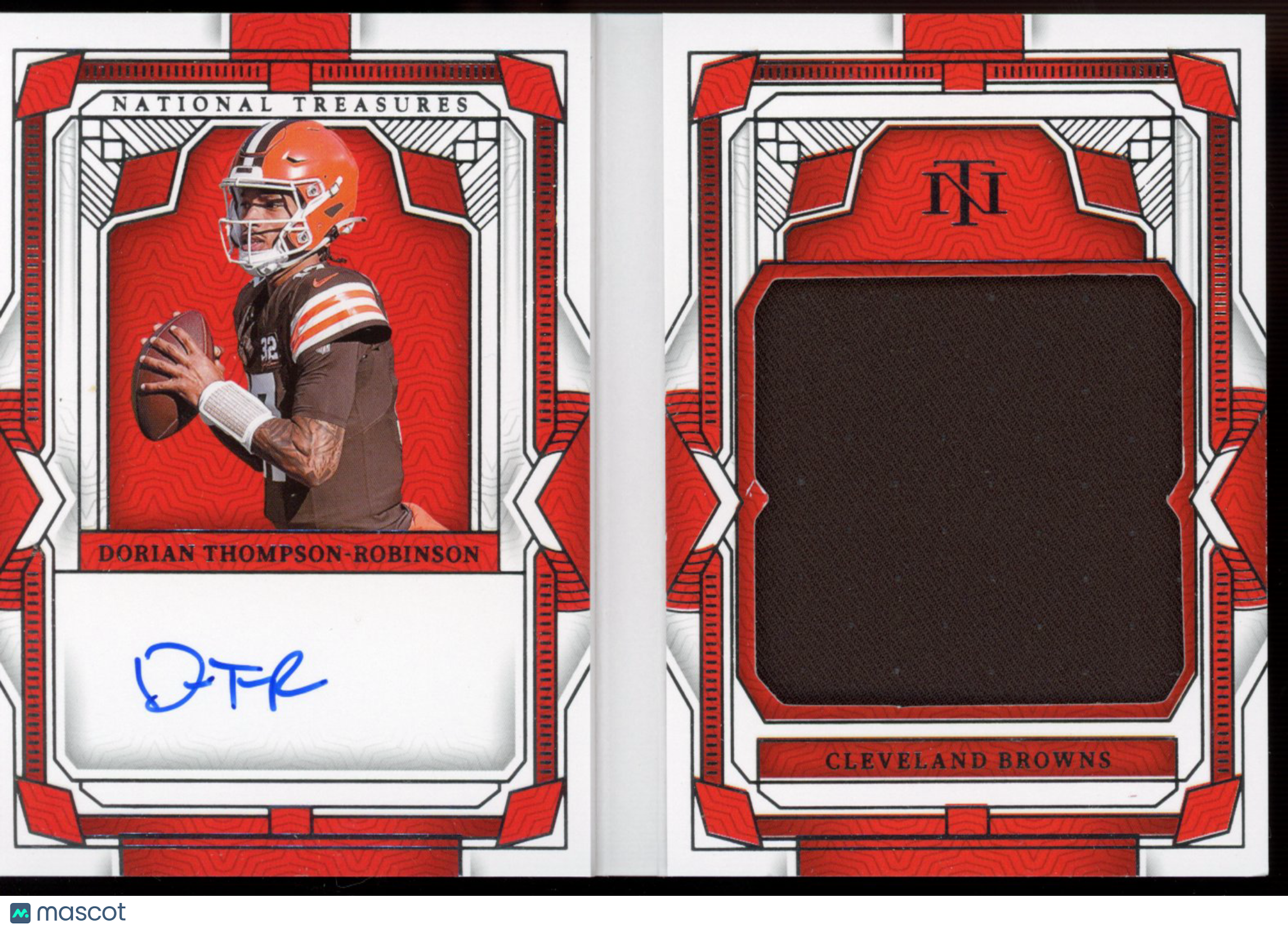 2023 National Treasures Dorian Thompson-Robinson Rookie Patch Auto Booklet 29/99 RC