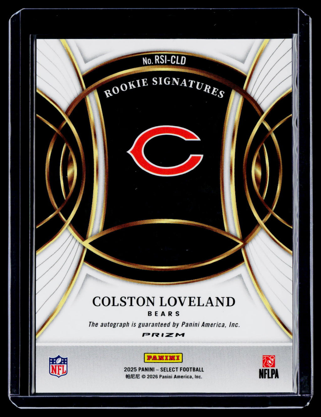 2025 Select Colston Loveland Rookie Silver Auto RC