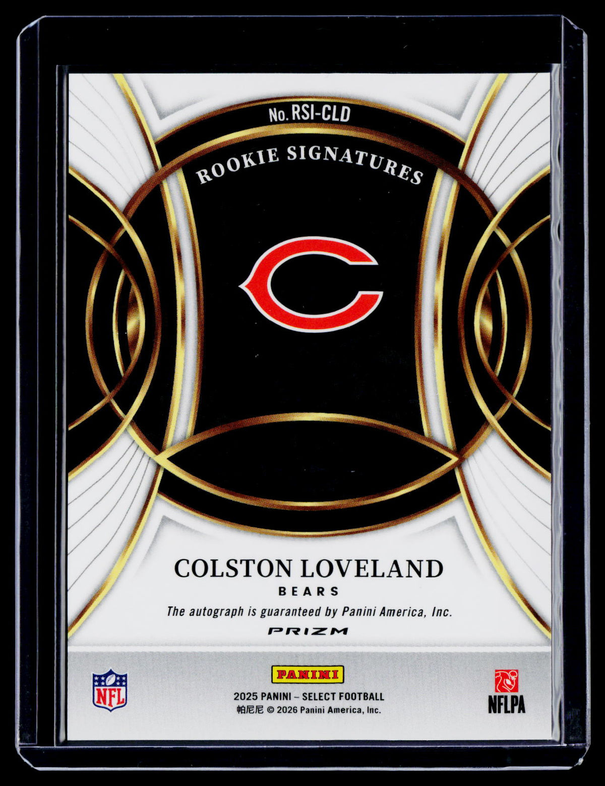 2025 Select Colston Loveland Rookie Silver Auto RC