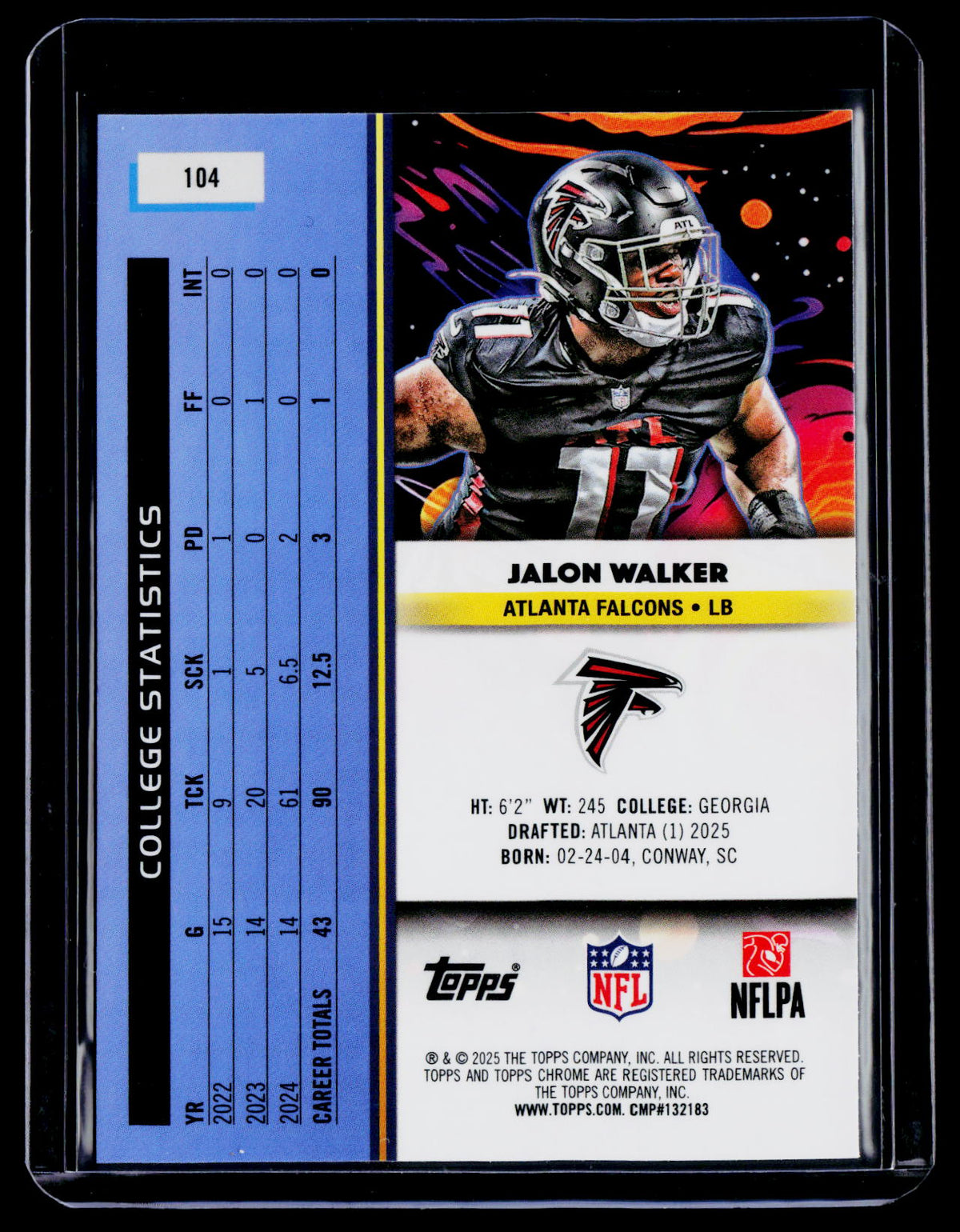 2025 Topps Chrome Cosmic Jalon Walker Rookie White Hole RC