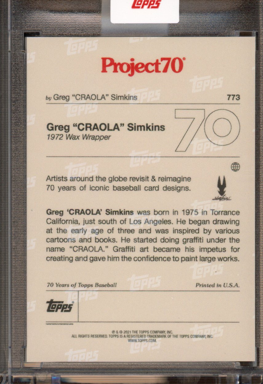 2021 Topps Project 70 1972 Pack Wrapper Greg Simkins 773