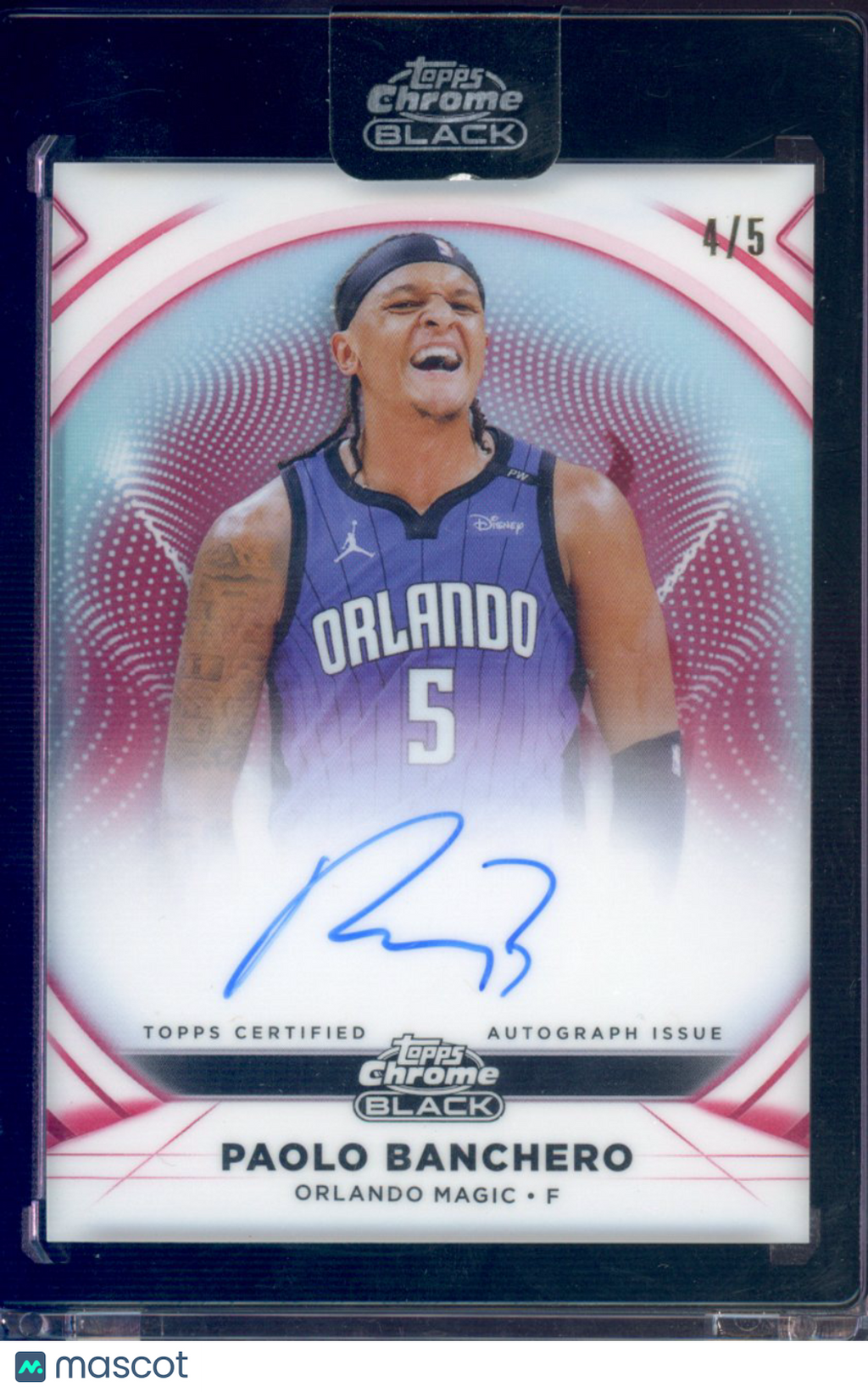 2025-26 Topps Chrome Black Paolo Banchero Red Ivory Auto 4/5