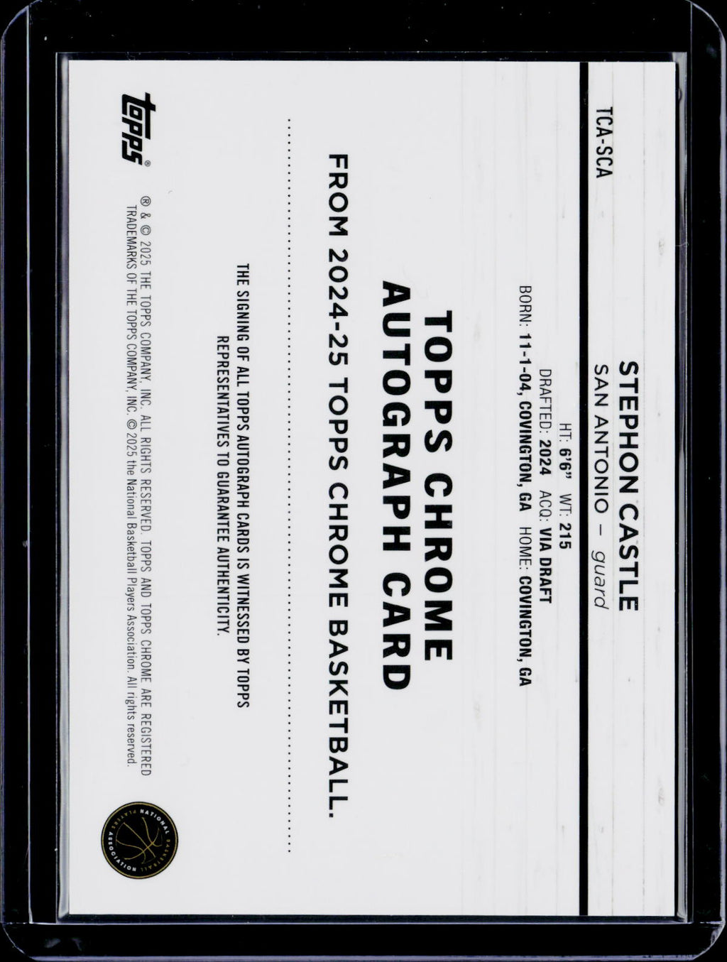 2024-25 Topps Chrome Stephon Castle Autograph RC