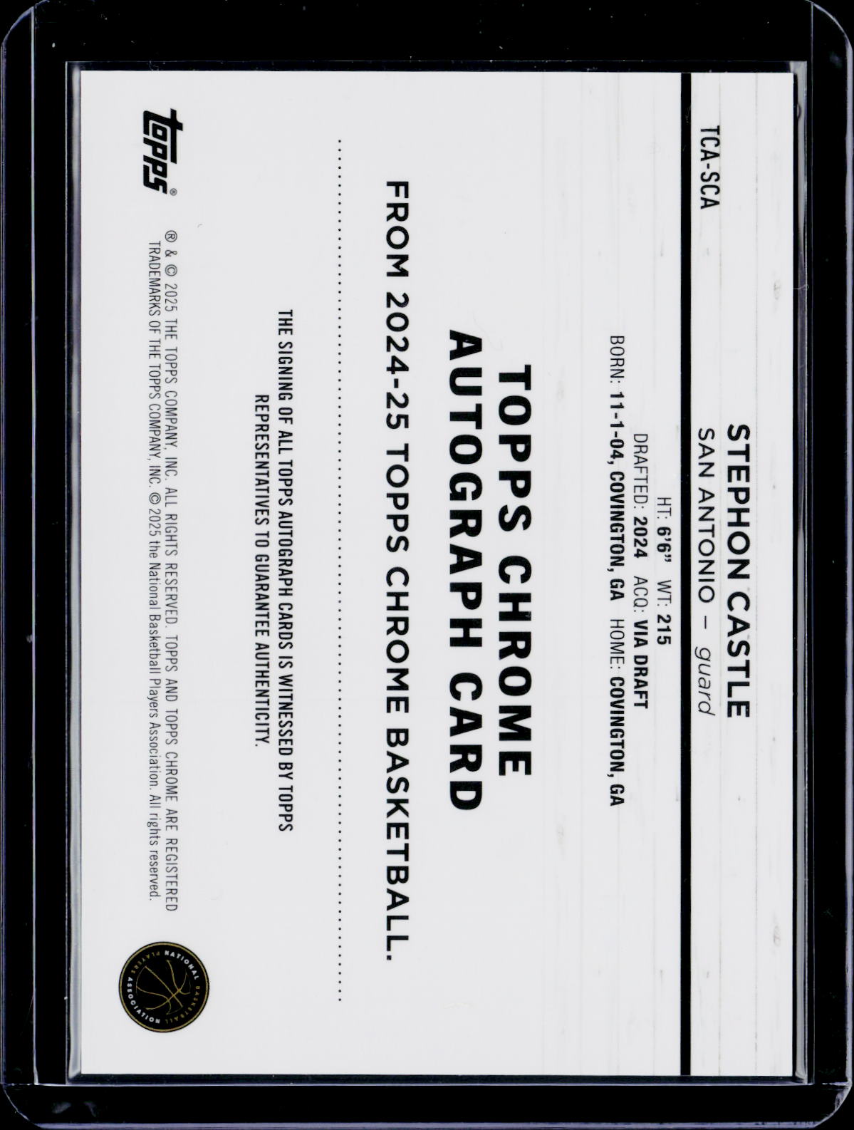 2024-25 Topps Chrome Stephon Castle Autograph RC
