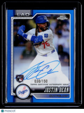 2026 Topps Chrome Justin Dean Rookie Blue Refractor Auto 30/150 RC