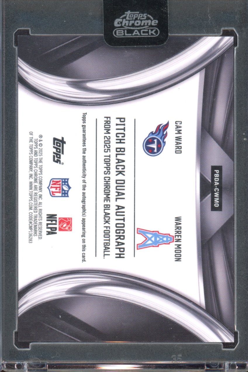 2025 Topps Chrome Black Cam Ward / Warren Moon Orange Dual Auto 23/25