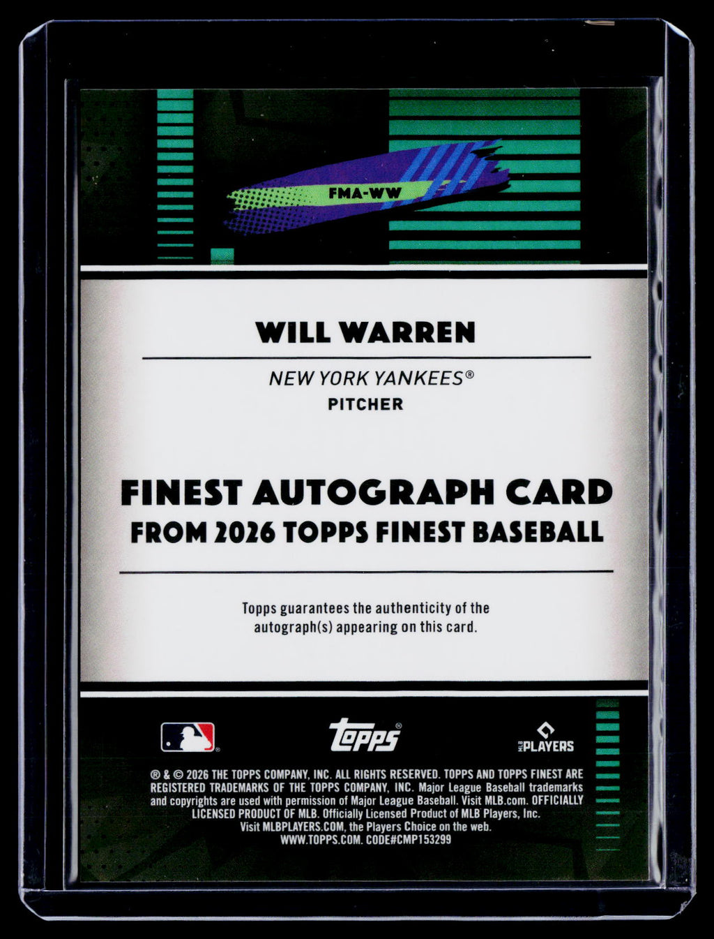 2026 Topps Finest Will Warren Auto
