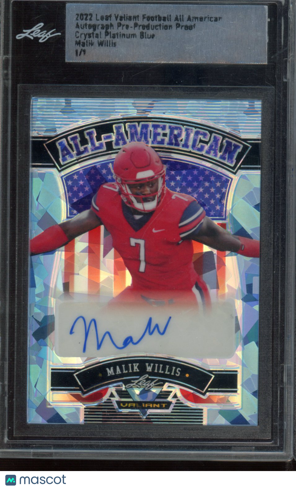 2022 Leaf Valiant Malik willis Pre-Production Proof Auto 1/1