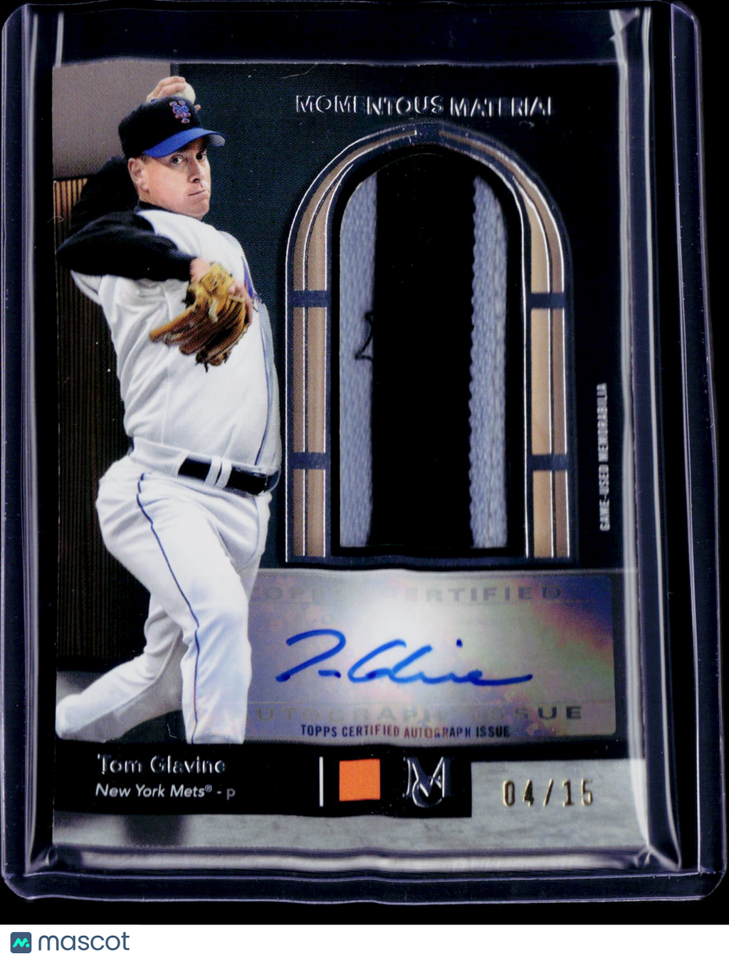 2024 Topps Museum Collection Tom Glavine Momentous Material Jumbo Patch Autograph 04/15