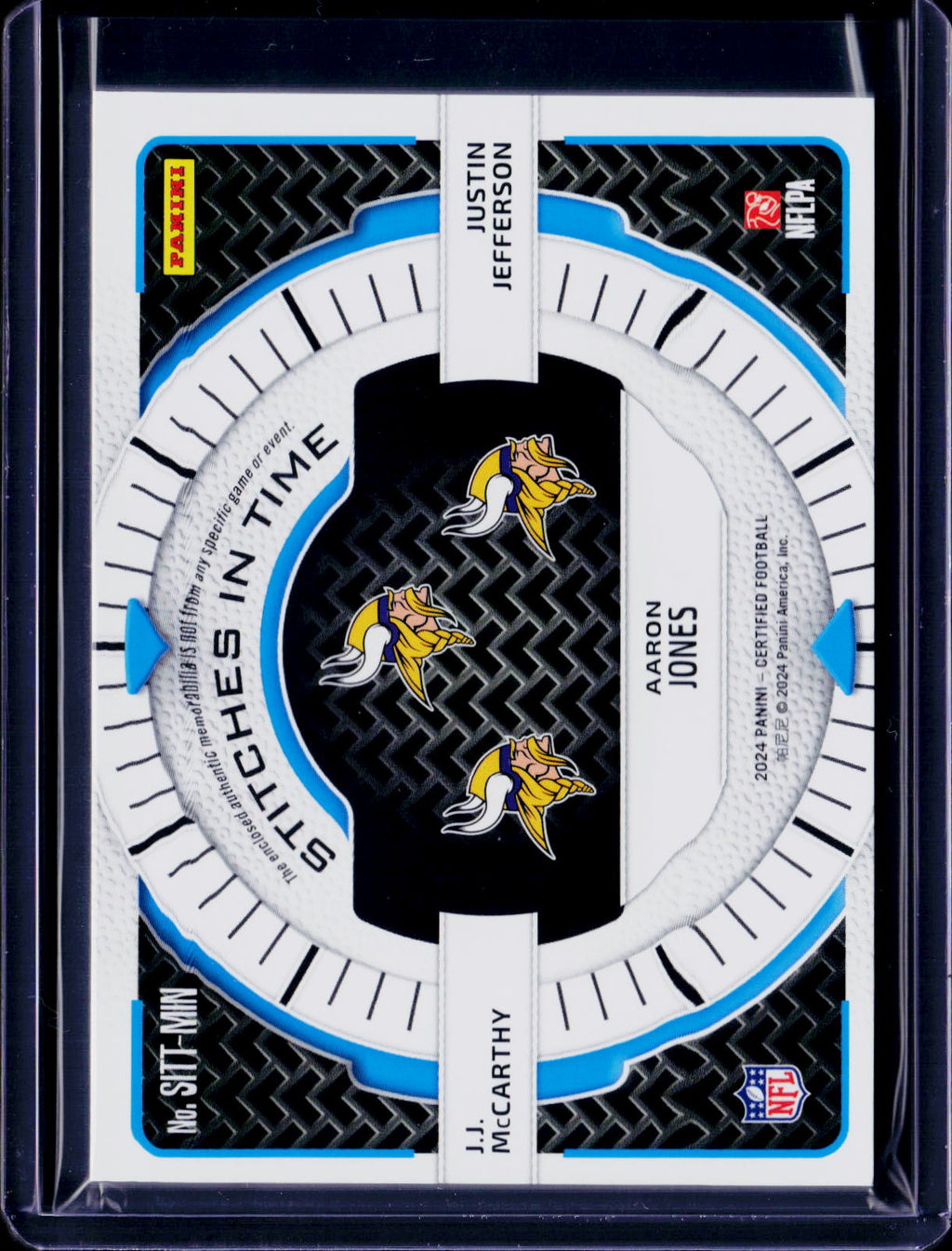 2024 Certified JJ McCarthy Aaron Jones Justin Jefferson Stiches In Time Patch /15