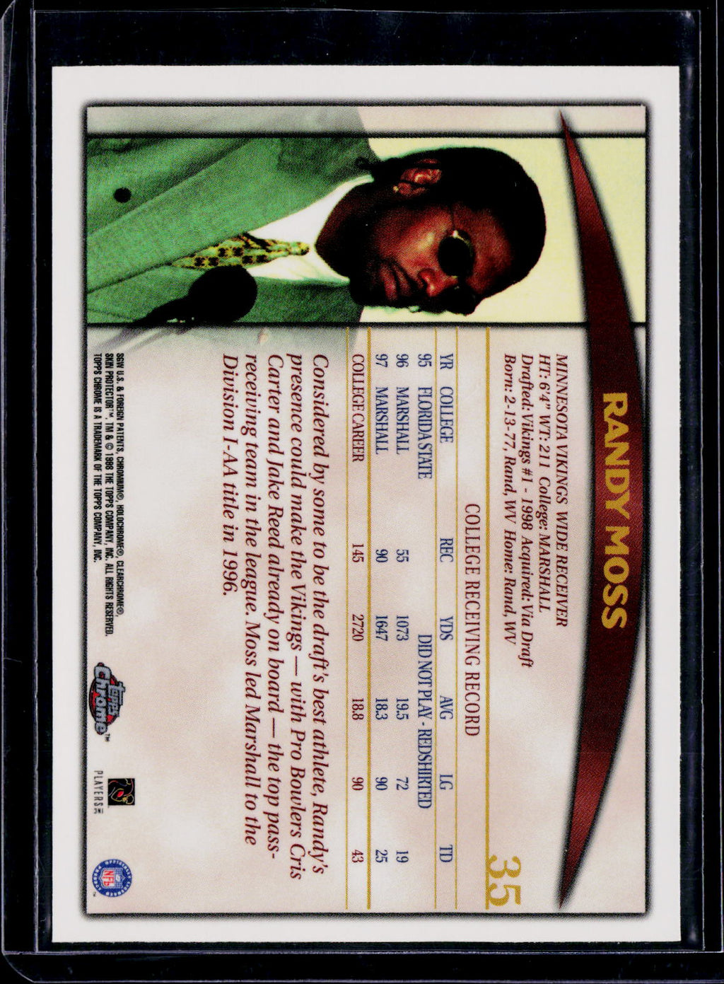 1998 Topps Chrome Randy Moss RC
