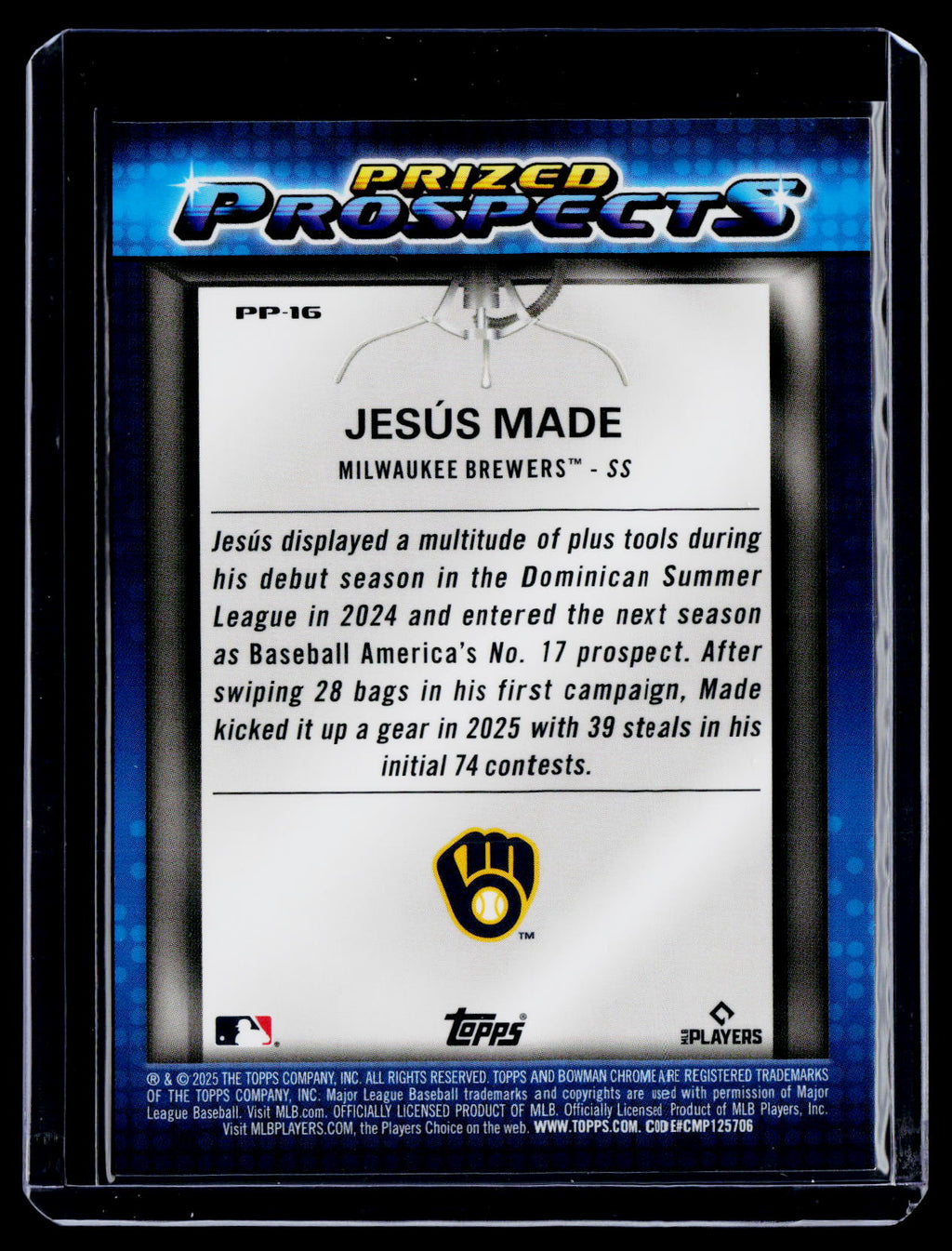 2025 Bowman Jesus Made Prized Prospects Gold Refractor 7/50