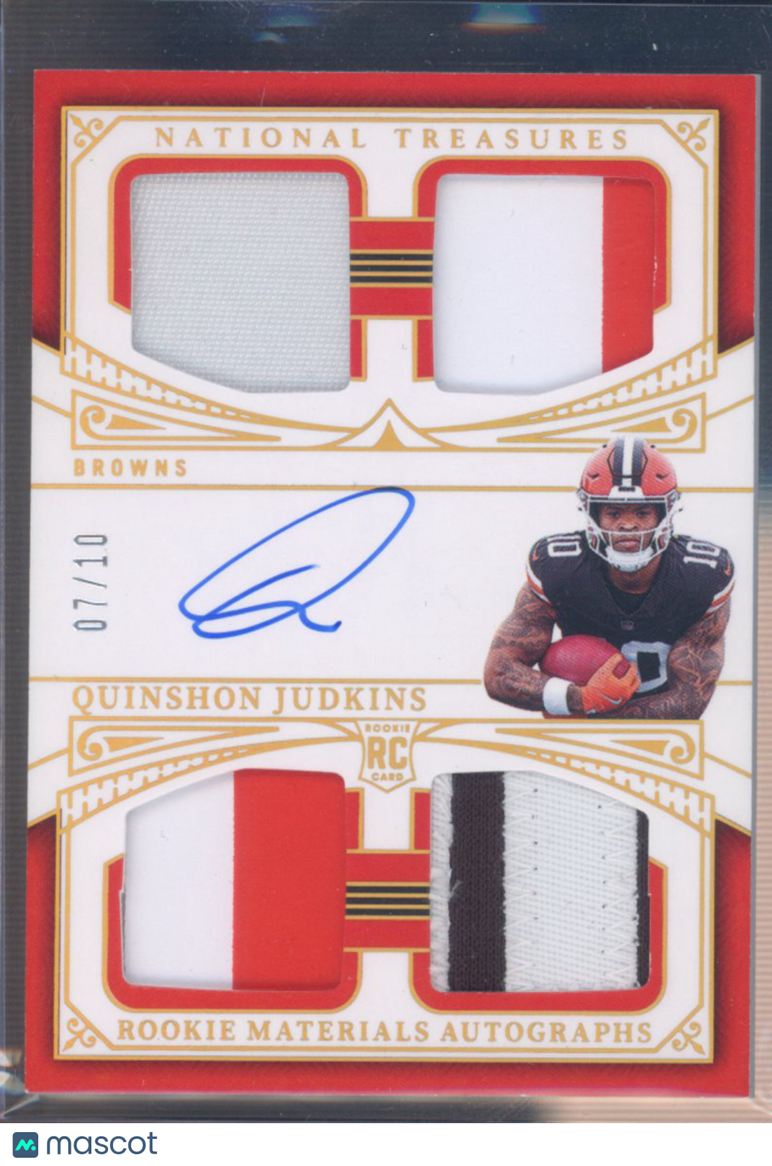 2025 National Treasures Quinshon Judkins Rookie Materials Autographs 07/10 RC