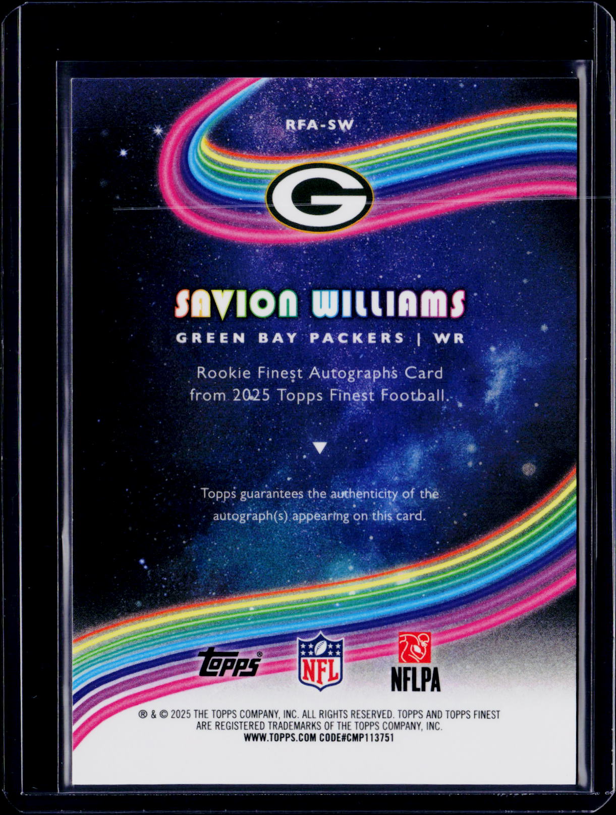 2025 Topps Finest Savion Williams Finest Autographs