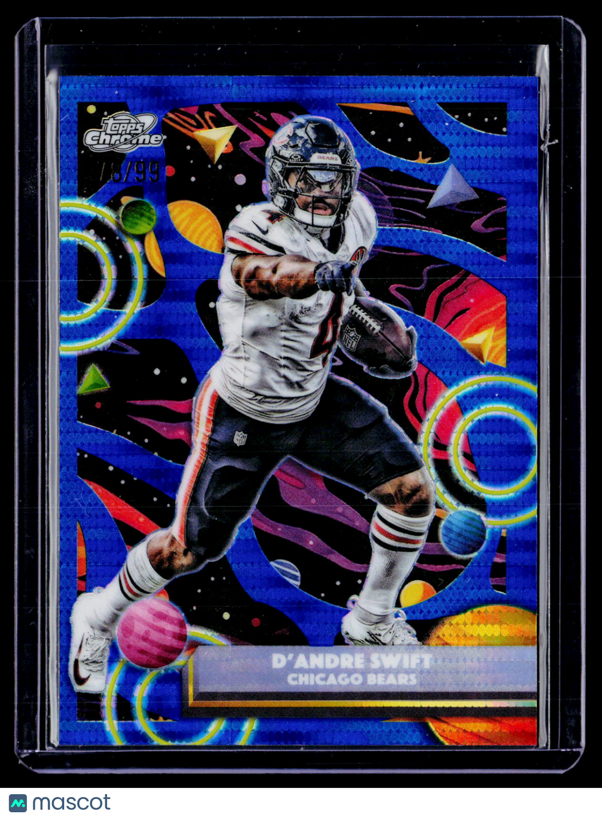 2025 Topps Chrome Cosmic D'Andre Swift Blue Moon Refractor 78/99
