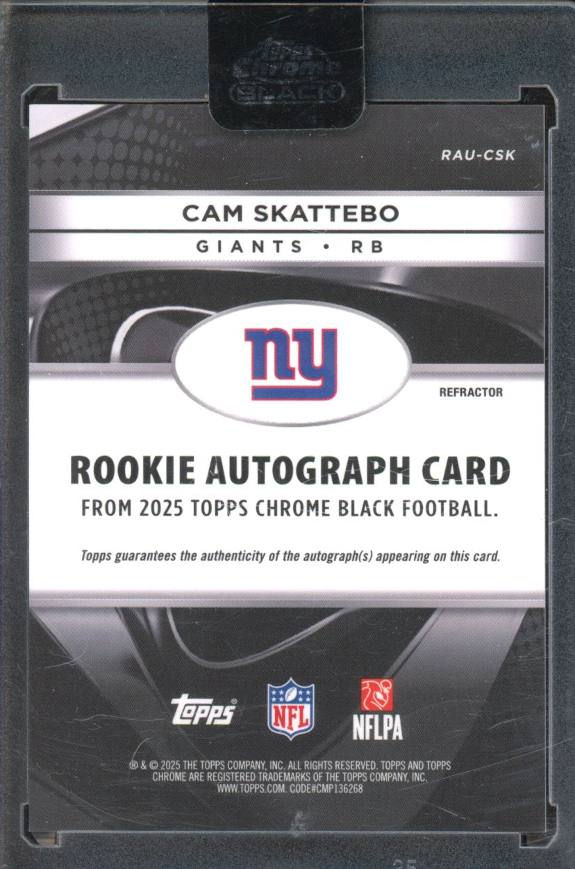 2025 Topps Chrome Black Cam Skattebo Rookie Refractor Auto 156/299 RC