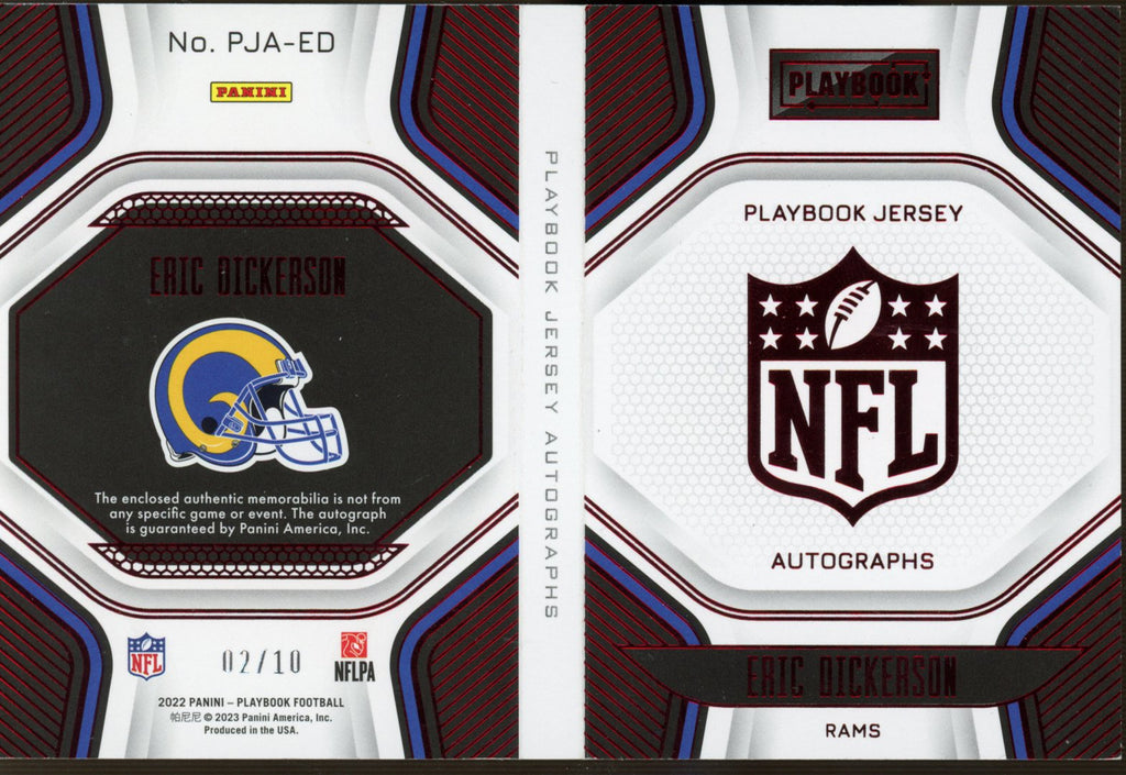 2022 Playbook Eric Dickerson Booklet Patch Auto 2/10