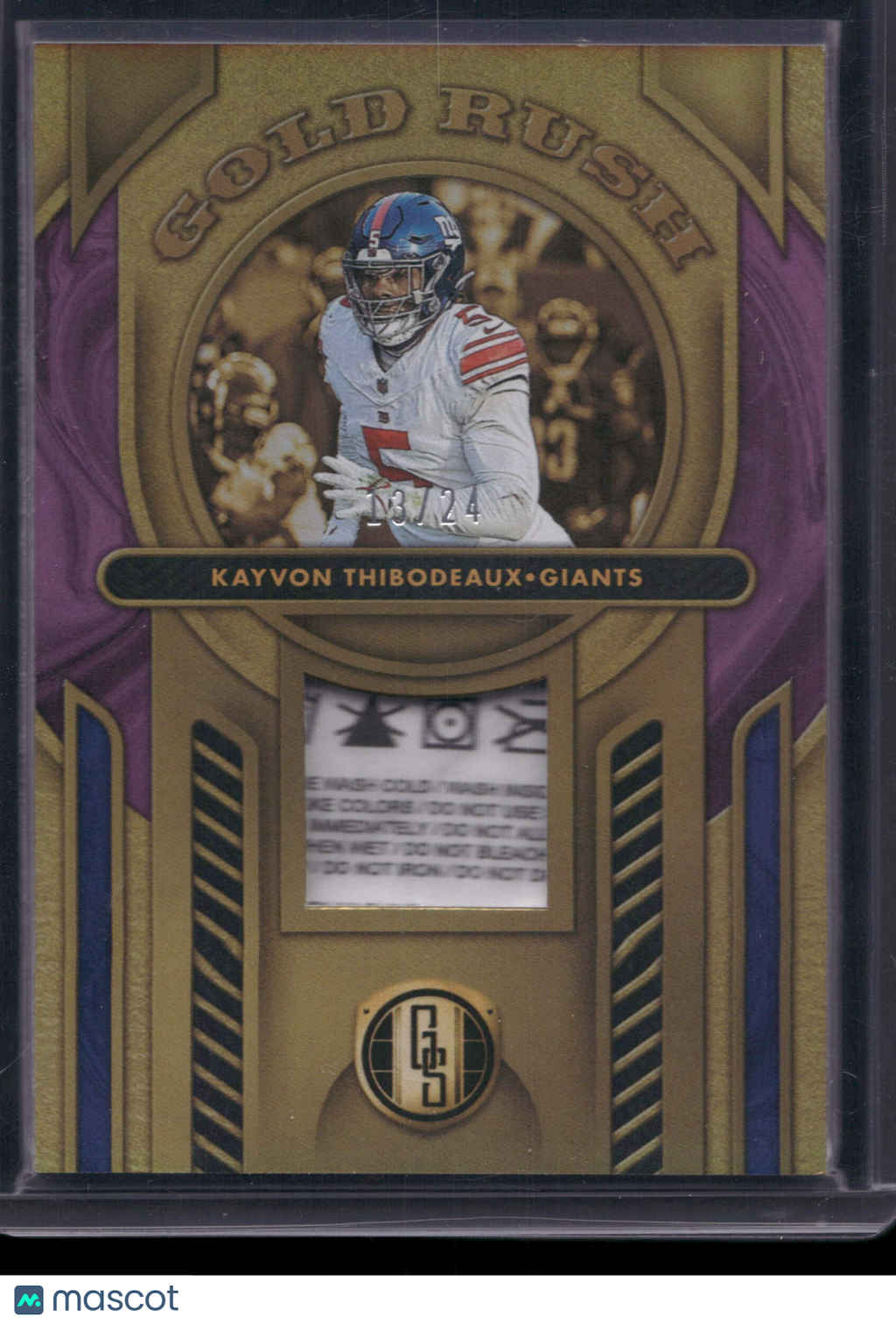 2024 Gold Standard Kayvon Thibodeaux Gold Rush Laundry Tag Patch 13/24