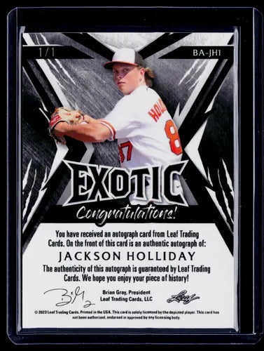 2023 Leaf Exotic Jackson Holliday Auto 1/1