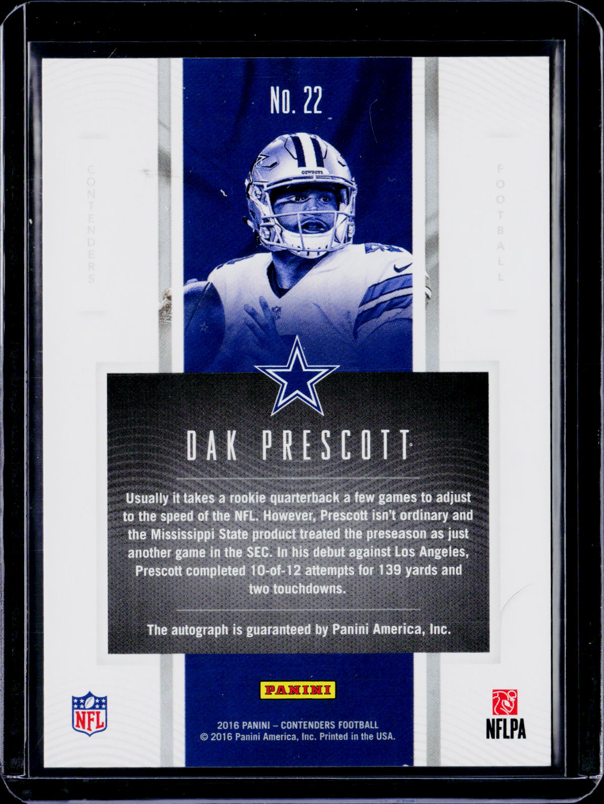 2016 Panini Contenders Dak Prescott Rookie of the Year Contenders Auto