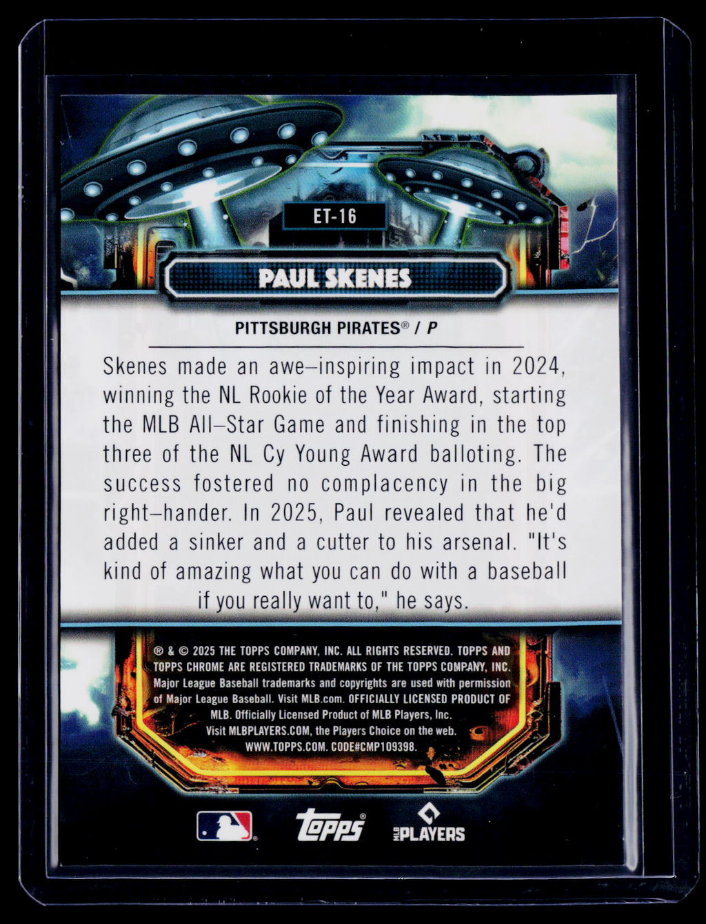 2025 Topps Chrome Cosmic Paul Skenes Black Refractor 10/10