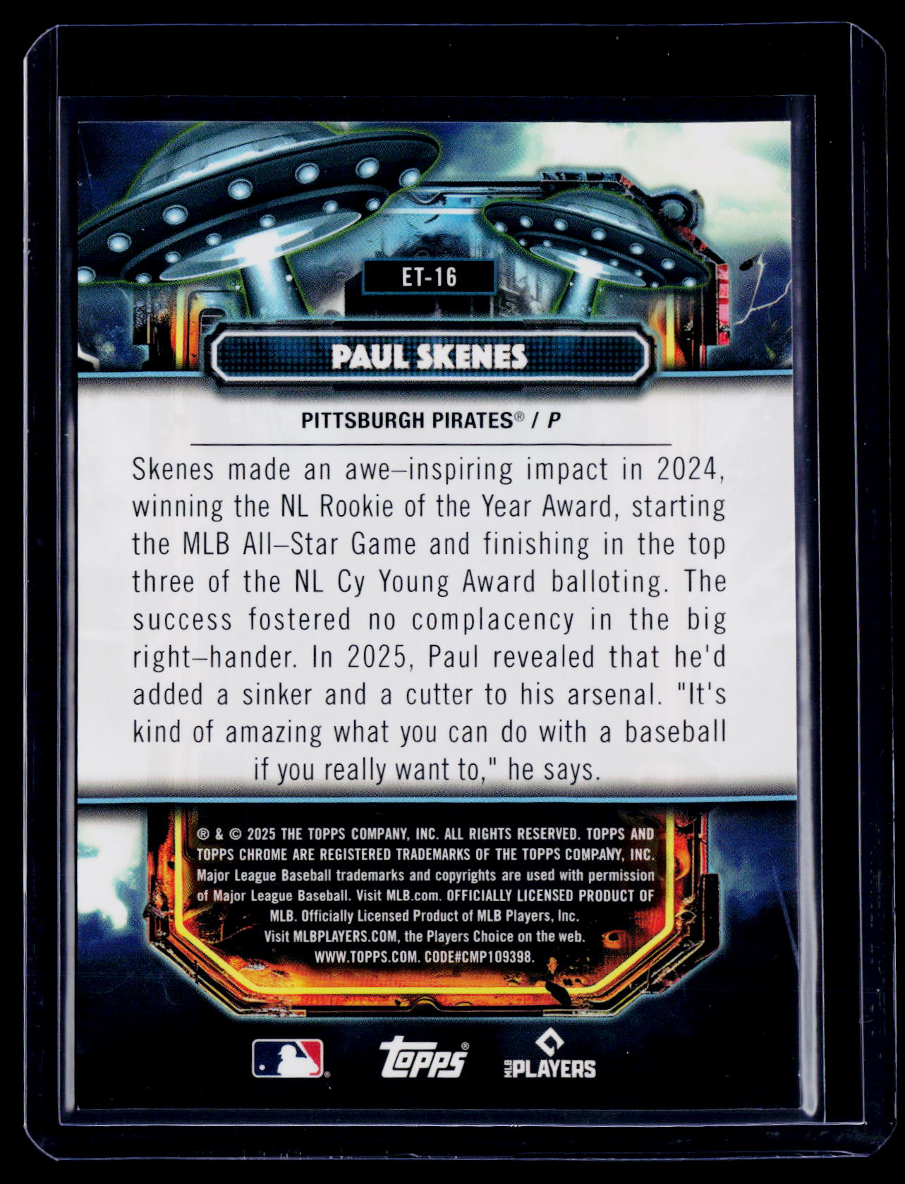 2025 Topps Chrome Cosmic Paul Skenes Black Refractor 10/10