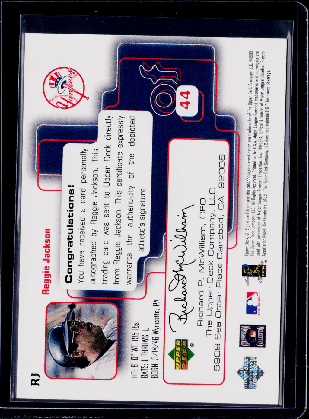 1999 SP Signature Edition Reggie Jackson Auto