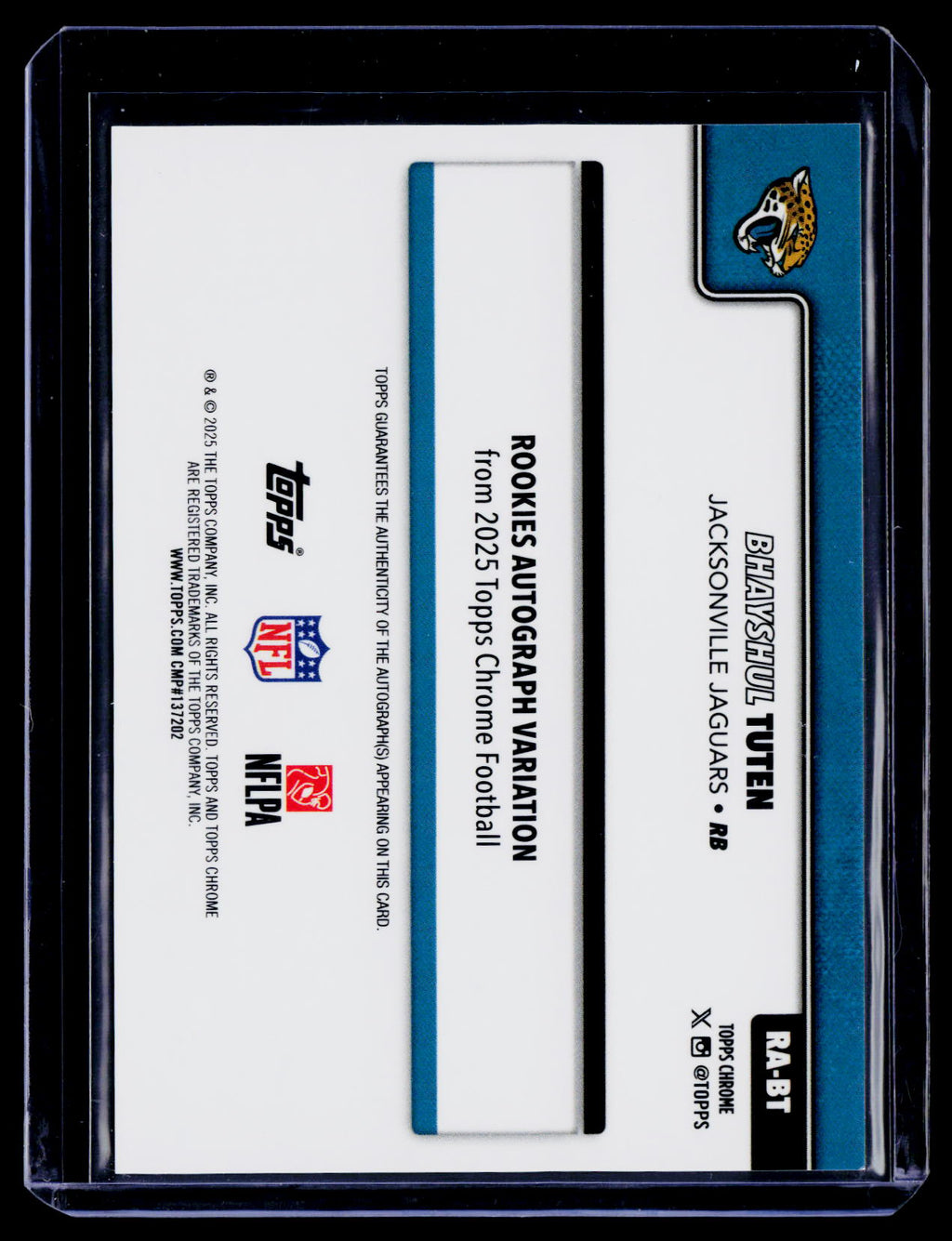 2025 Topps Chrome Bhayshul Tuten Rookie Yellow Refractor Auto 183/275 RC