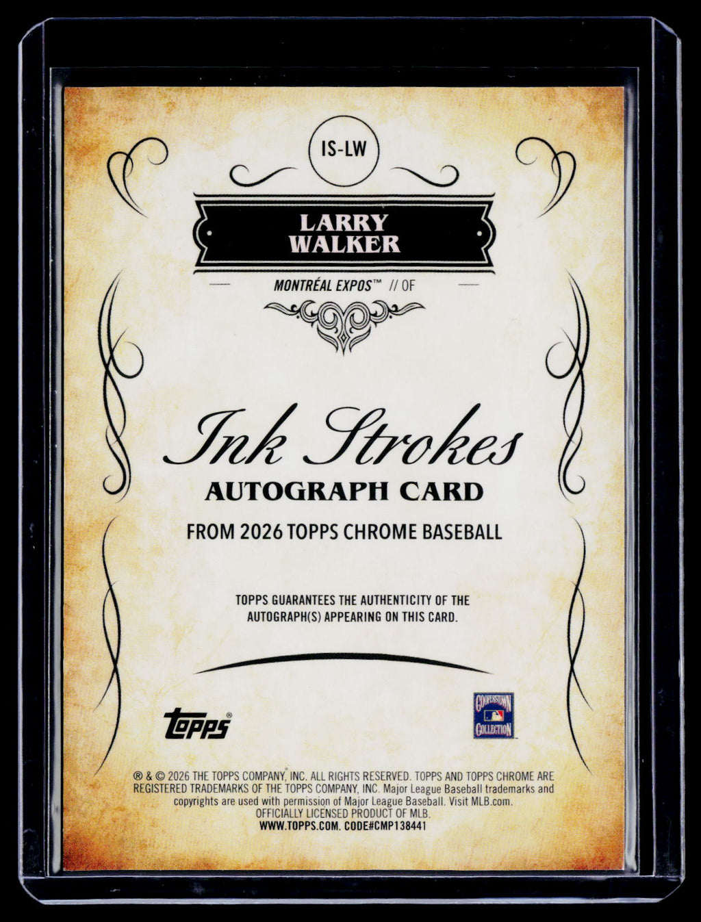 2026 Topps Chrome Larry Walker Ink Strokes Auto